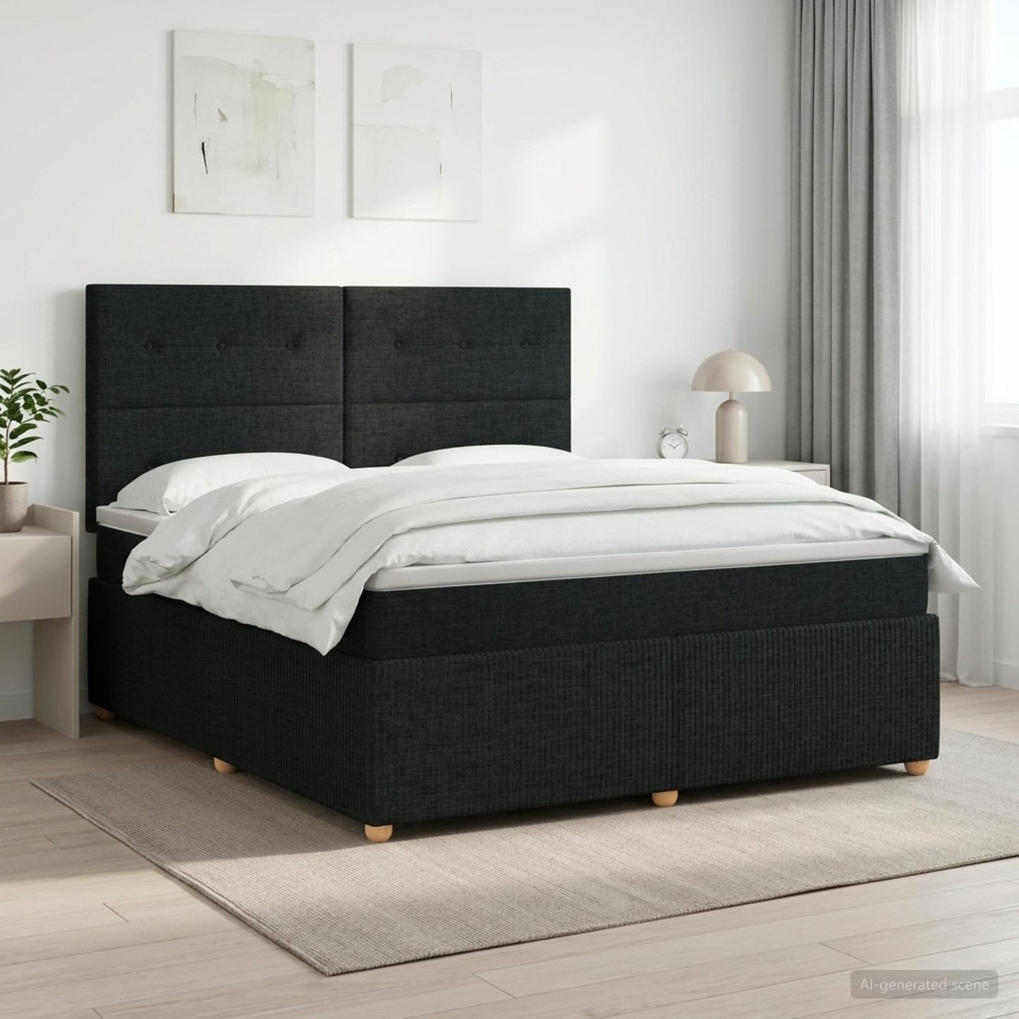 Boxspring ágy matraccal fejtámlával Fekete 140 x 190 cm Szövet