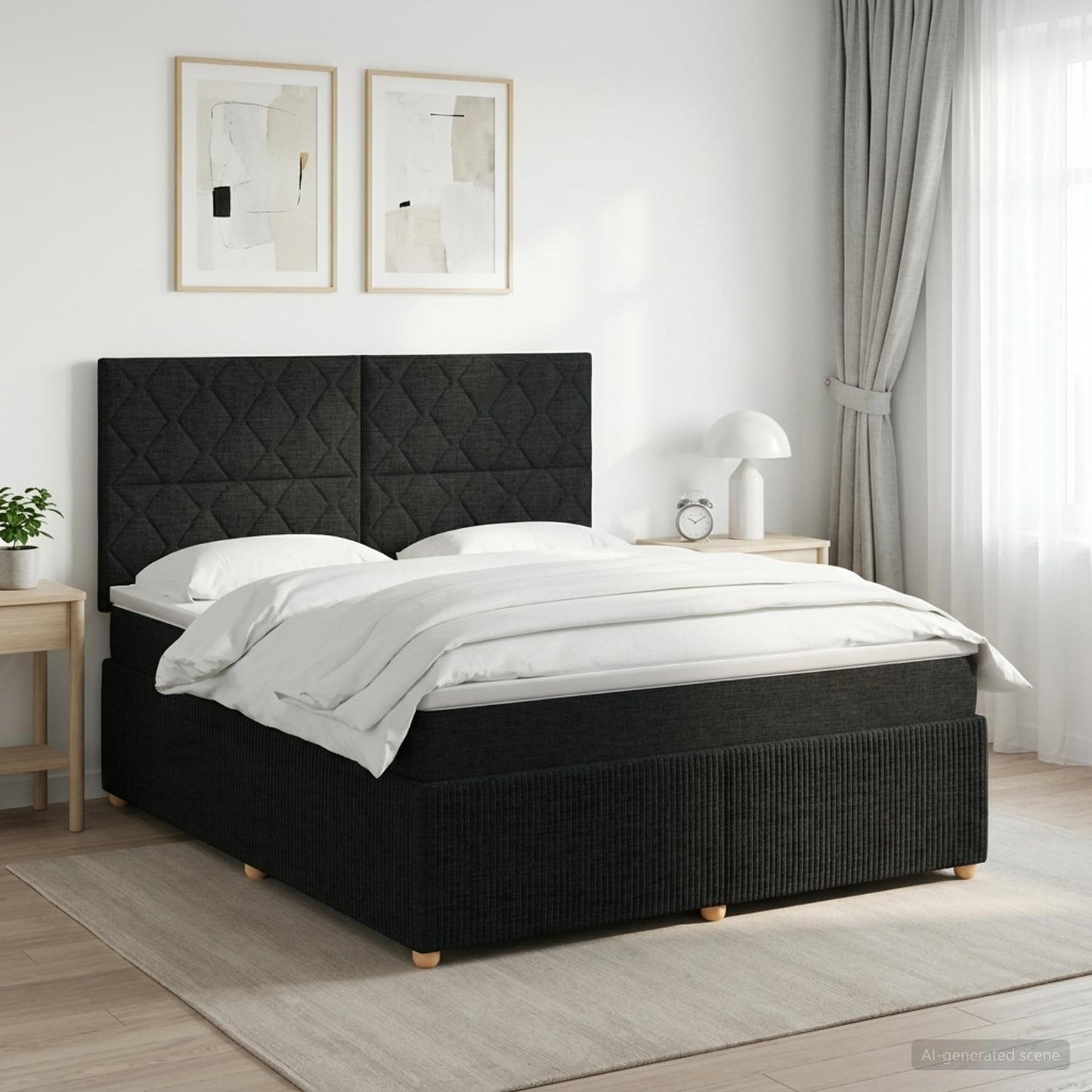 Boxspring ágy matraccal fejtámlával Fekete 180 x 200 cm Szövet