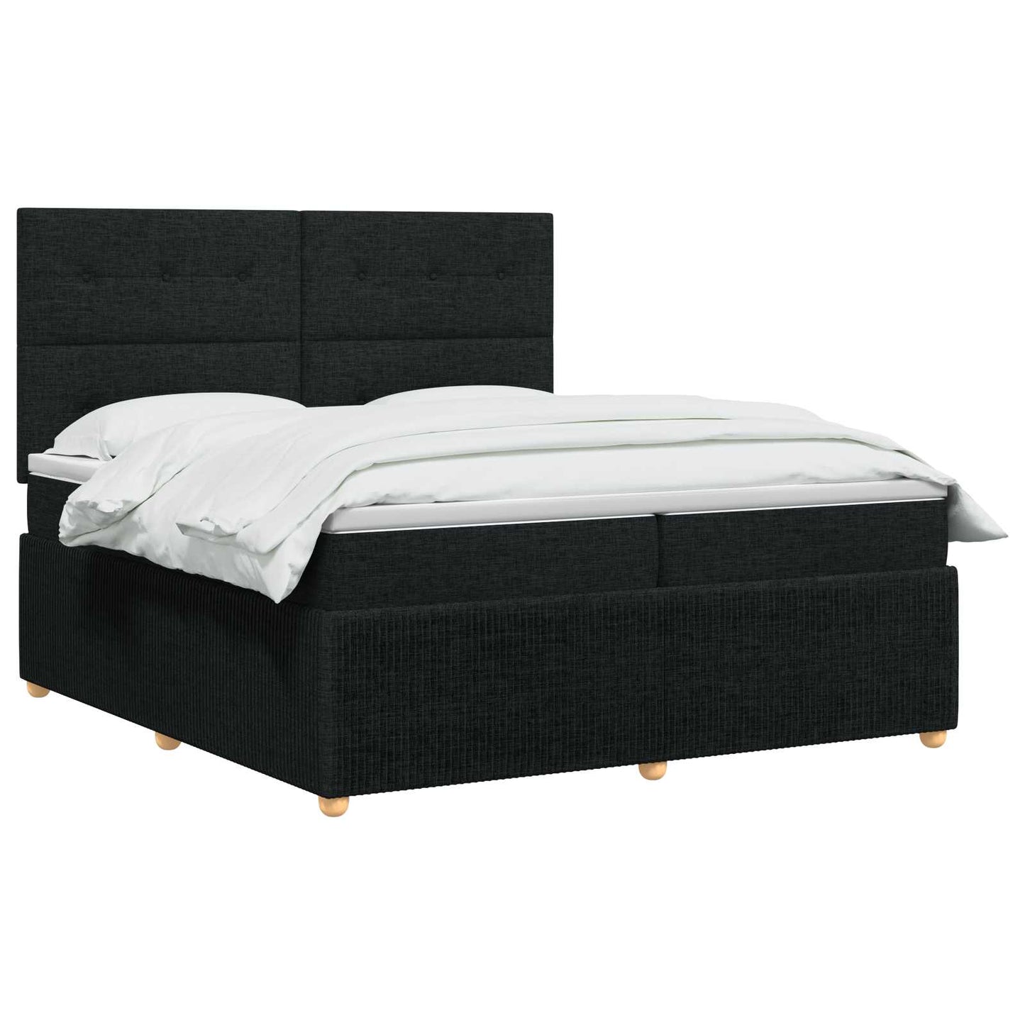 Boxspring ágy matraccal fejtámlával Fekete 200 x 200 cm Szövet