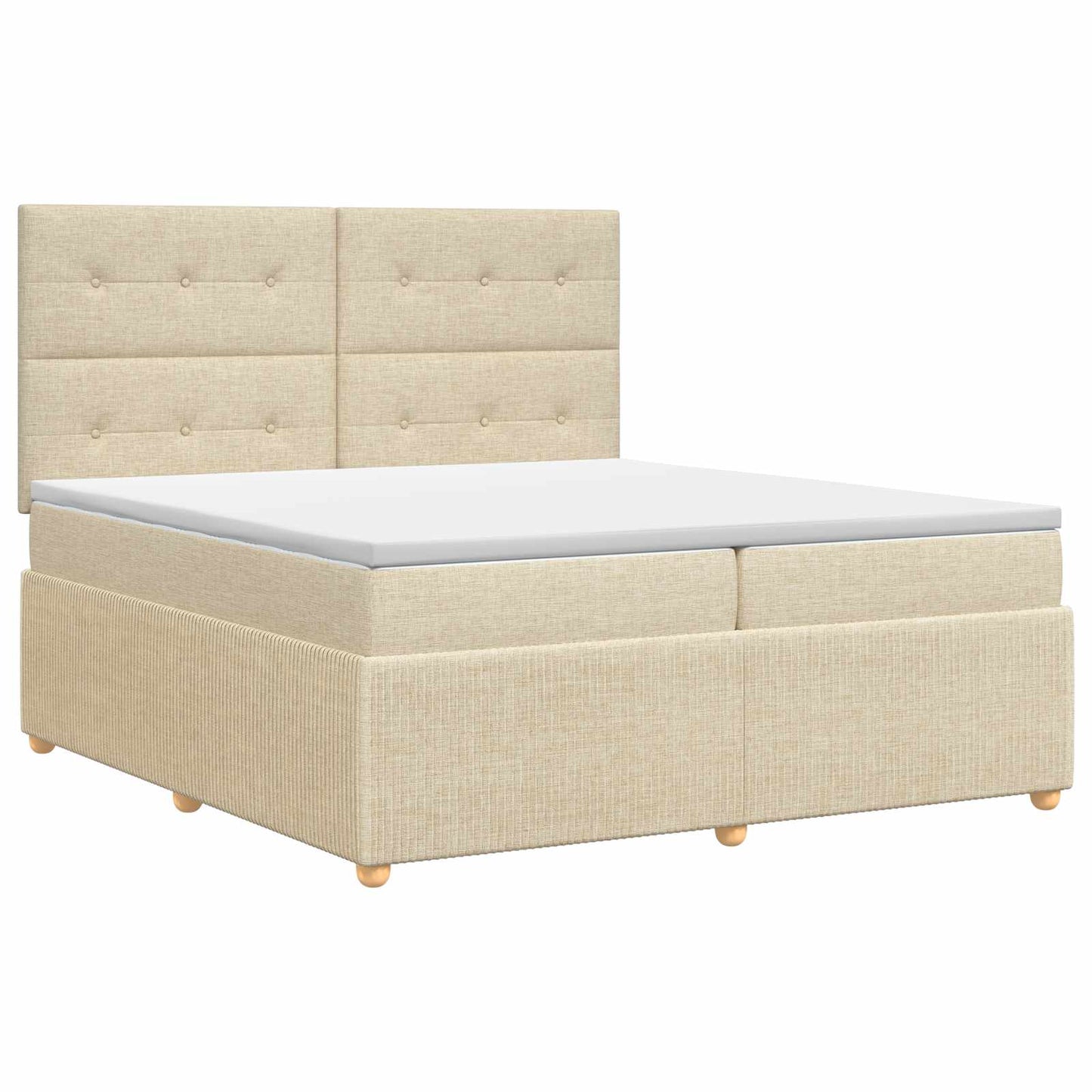 Boxspring ágy matraccal Krémszínű 200 x 200 cm Szövet