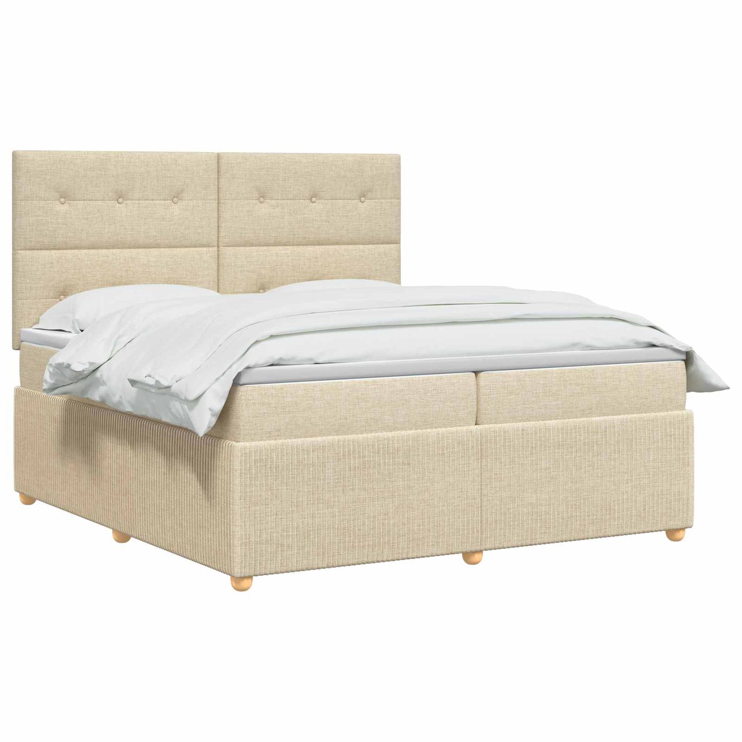 Boxspring ágy matraccal Krémszínű 200 x 200 cm Szövet