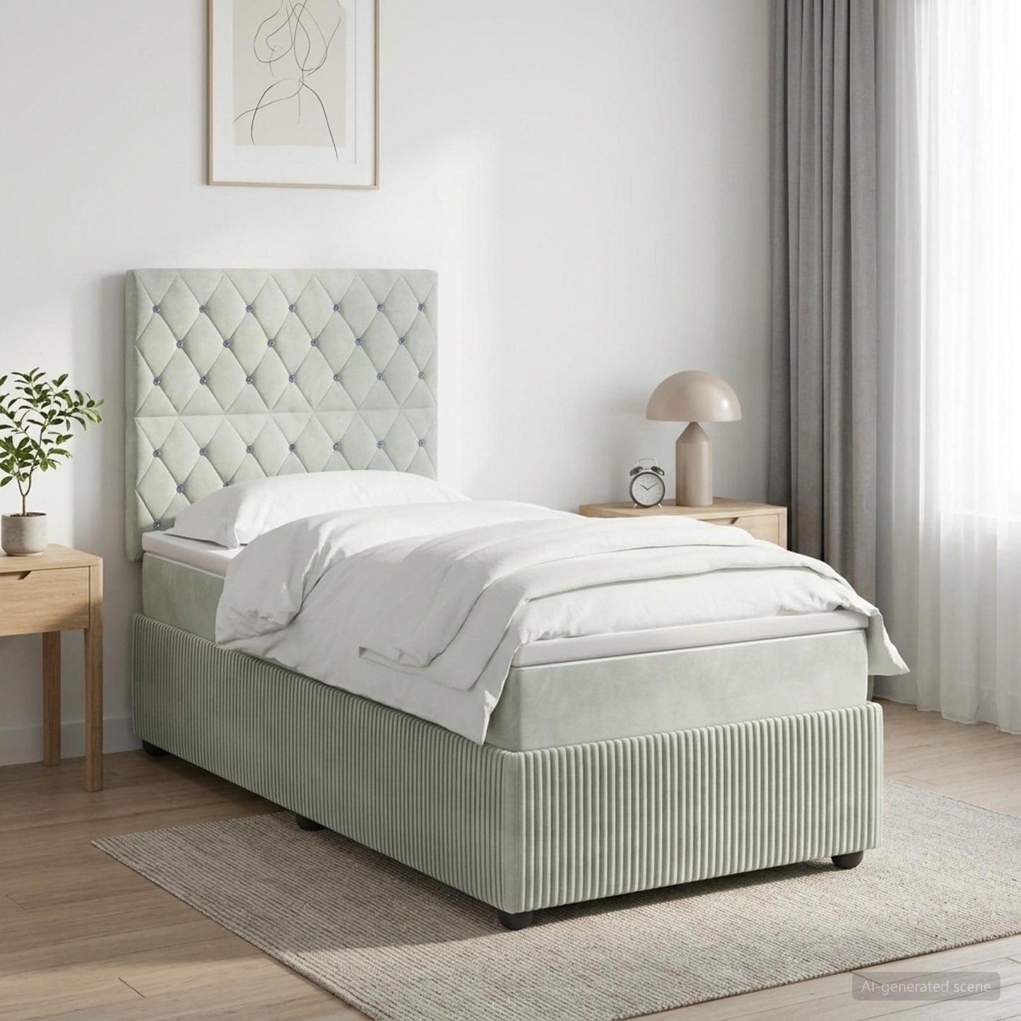 Boxspring ágy matraccal Világosszürke 80 x 200 cm Bársony