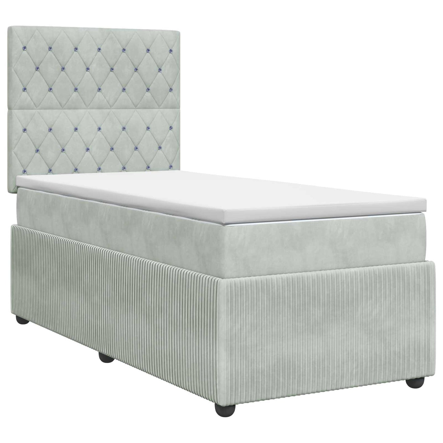 Boxspring ágy matraccal Világosszürke 80 x 200 cm Bársony
