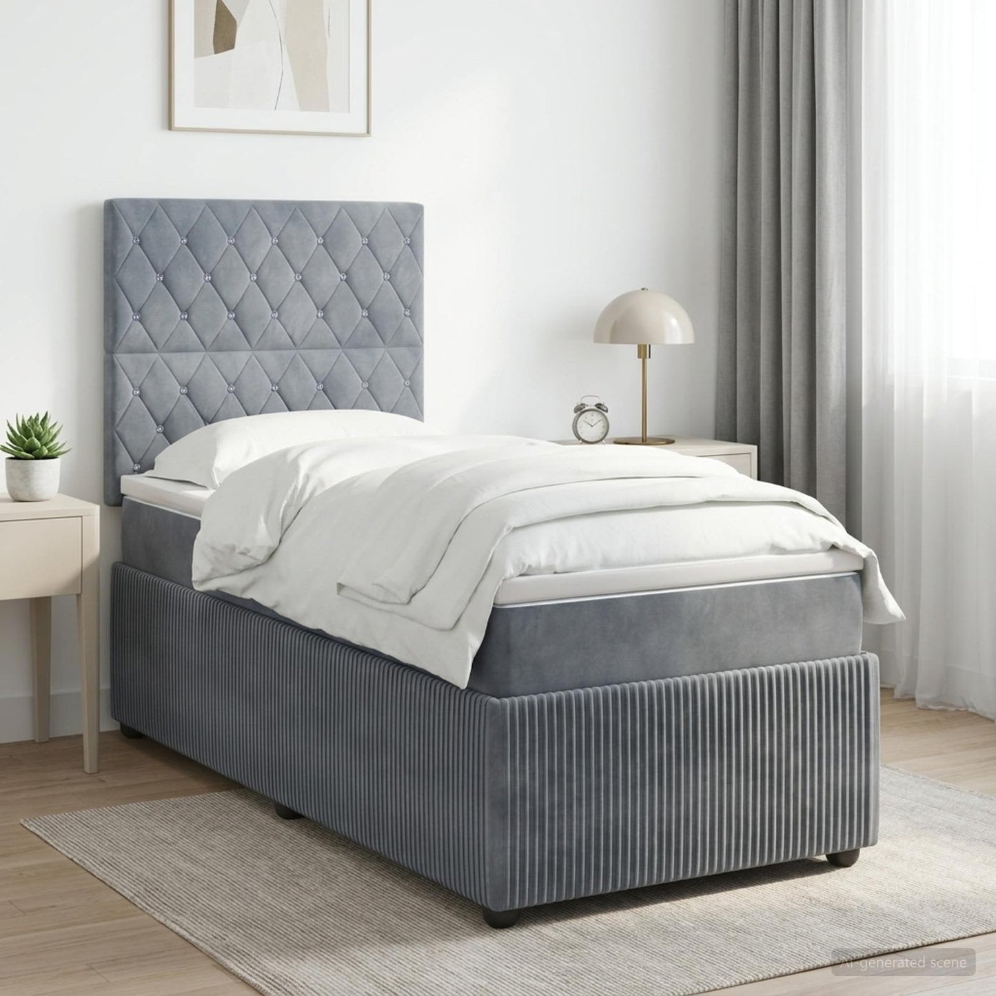 Boxspring ágy matraccal Sötétszürke 100 x 200 cm Bársony