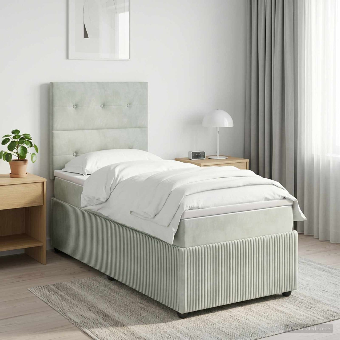 Boxspring ágy matraccal Világosszürke 80 x 200 cm Bársony