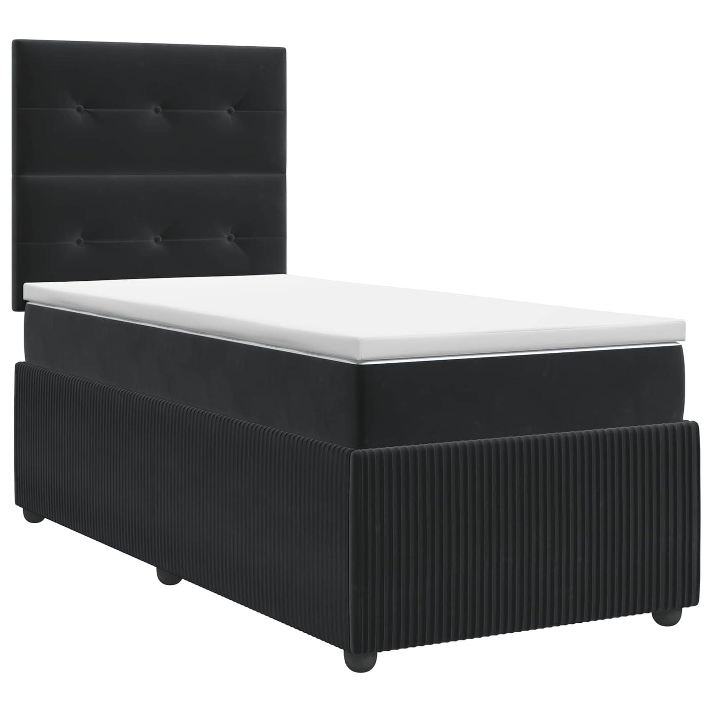 Boxspring ágy matraccal fejtámlával Fekete 80 x 200 cm Bársony