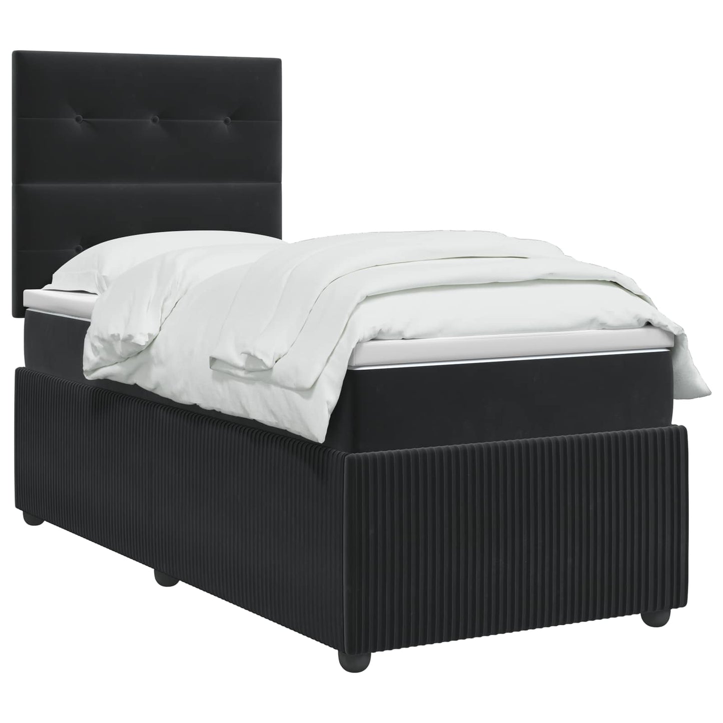 Boxspring ágy matraccal fejtámlával Fekete 80 x 200 cm Bársony