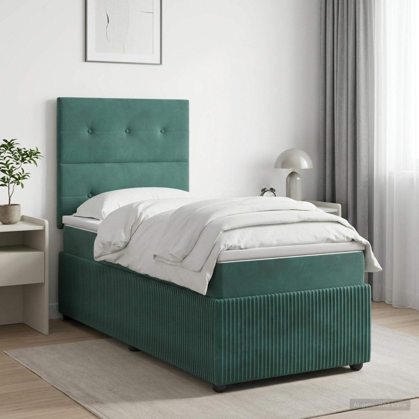 Boxspring ágy matraccal Sötétzöld 80 x 200 cm Bársony