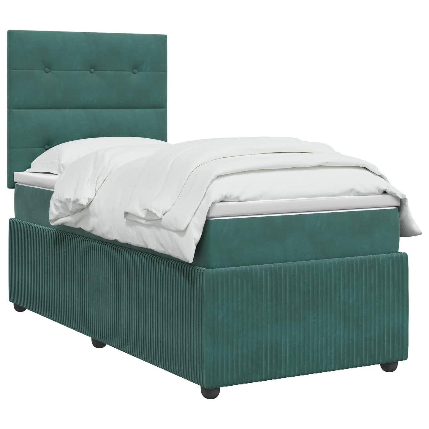 Boxspring ágy matraccal Sötétzöld 80 x 200 cm Bársony