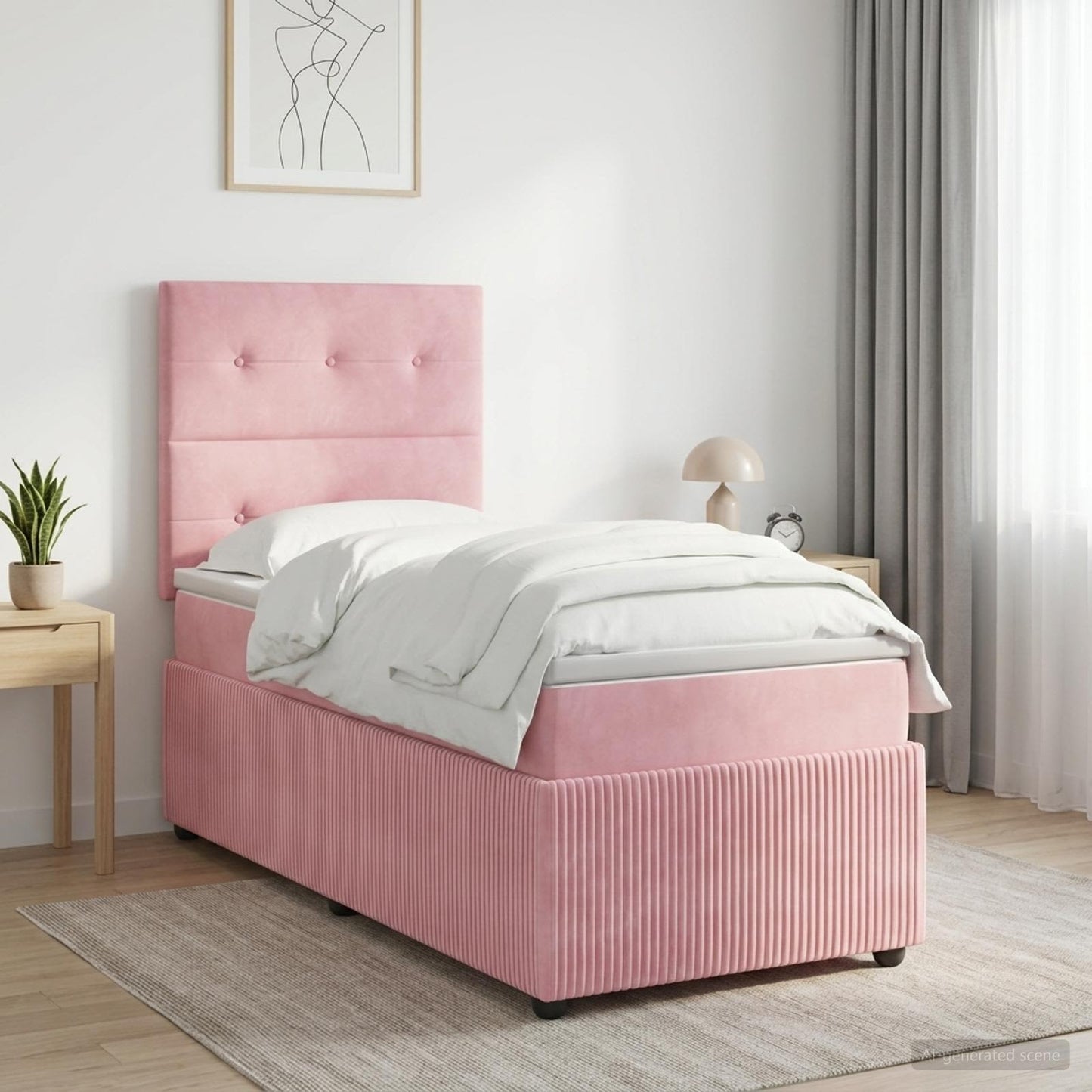 Boxspring ágy matraccal Rózsaszín 90 x 190 cm Bársony