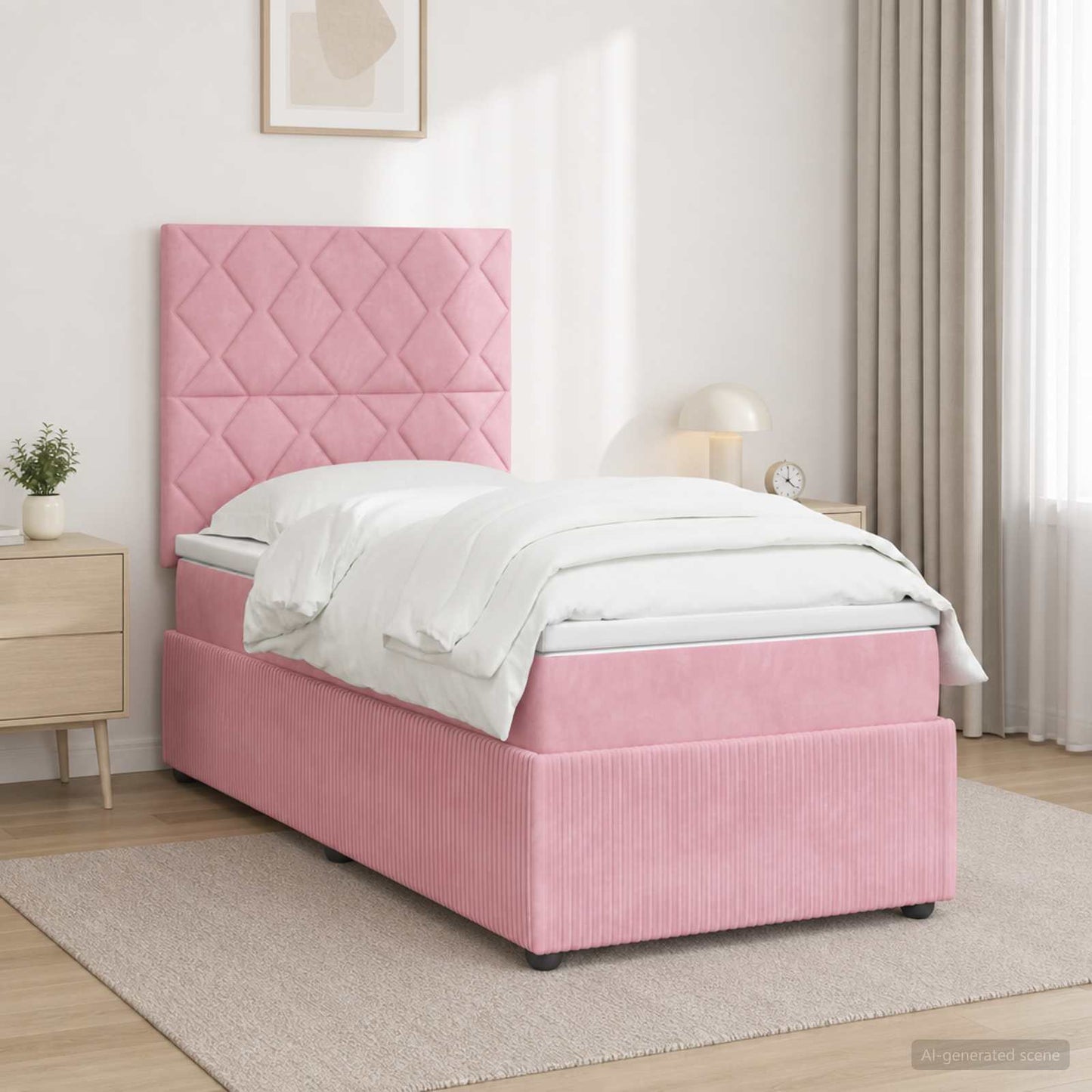 Boxspring ágy matraccal Rózsaszín 80 x 200 cm Bársony