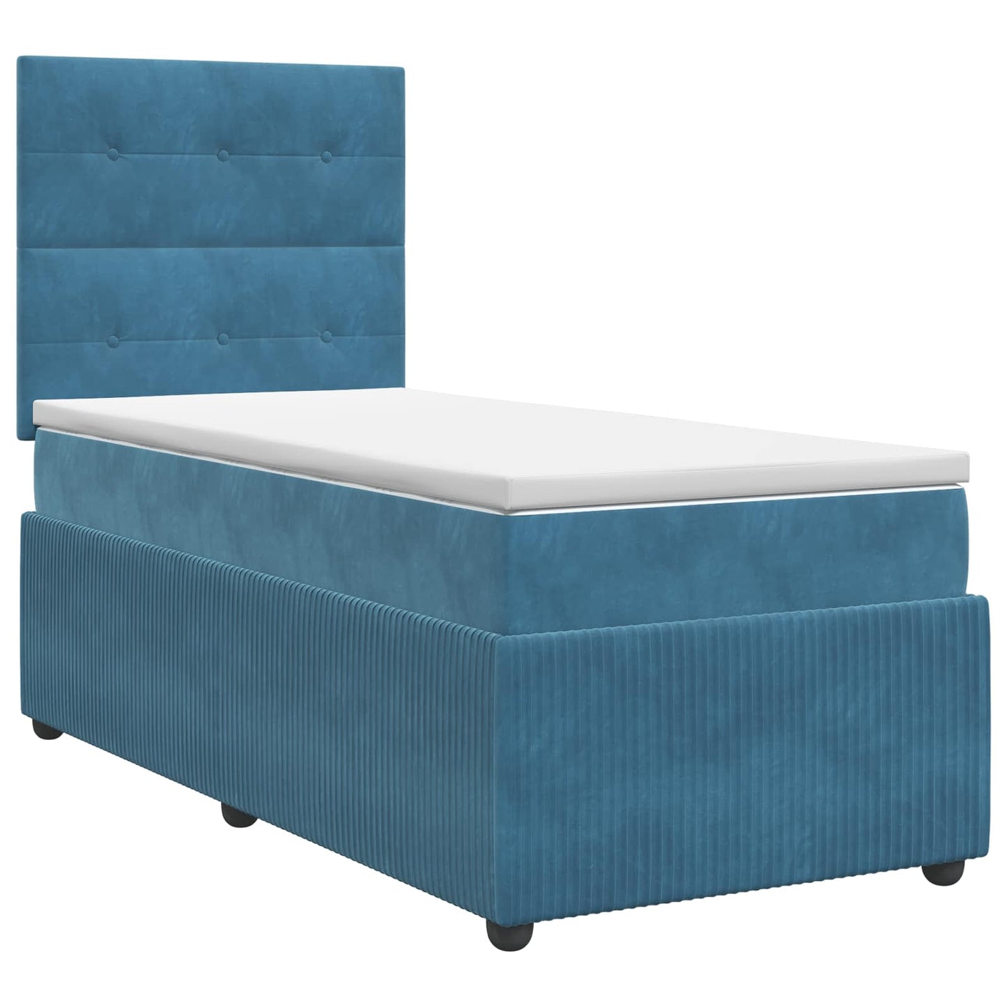 Boxspring ágy matraccal fejtámlával Kék 90 x 190 cm Bársony