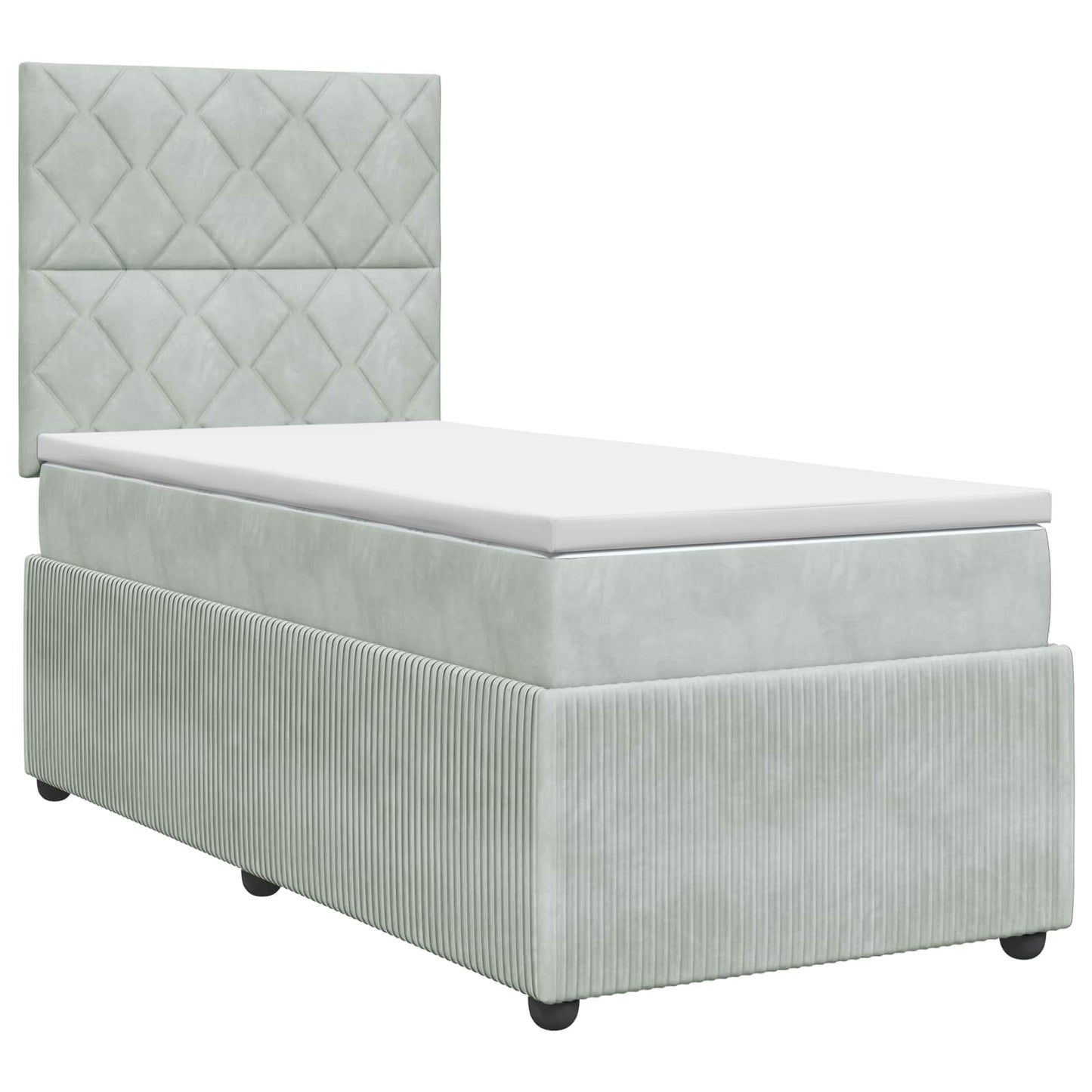 Boxspring ágy matraccal Világosszürke 90 x 190 cm Bársony