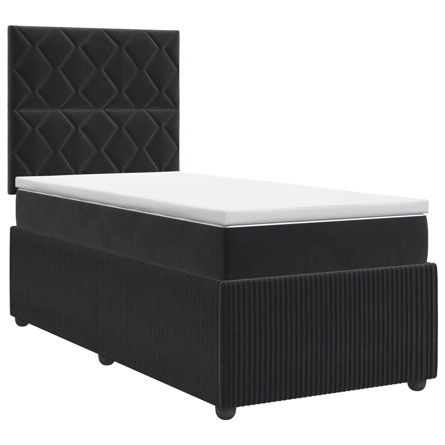Boxspring ágy matraccal fejtámlával Fekete 90 x 190 cm Bársony