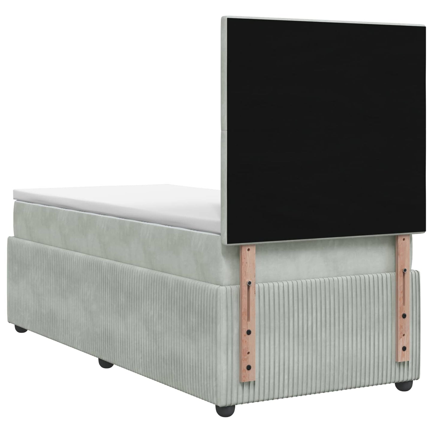 Boxspring ágy matraccal Világosszürke 90 x 200 cm Bársony