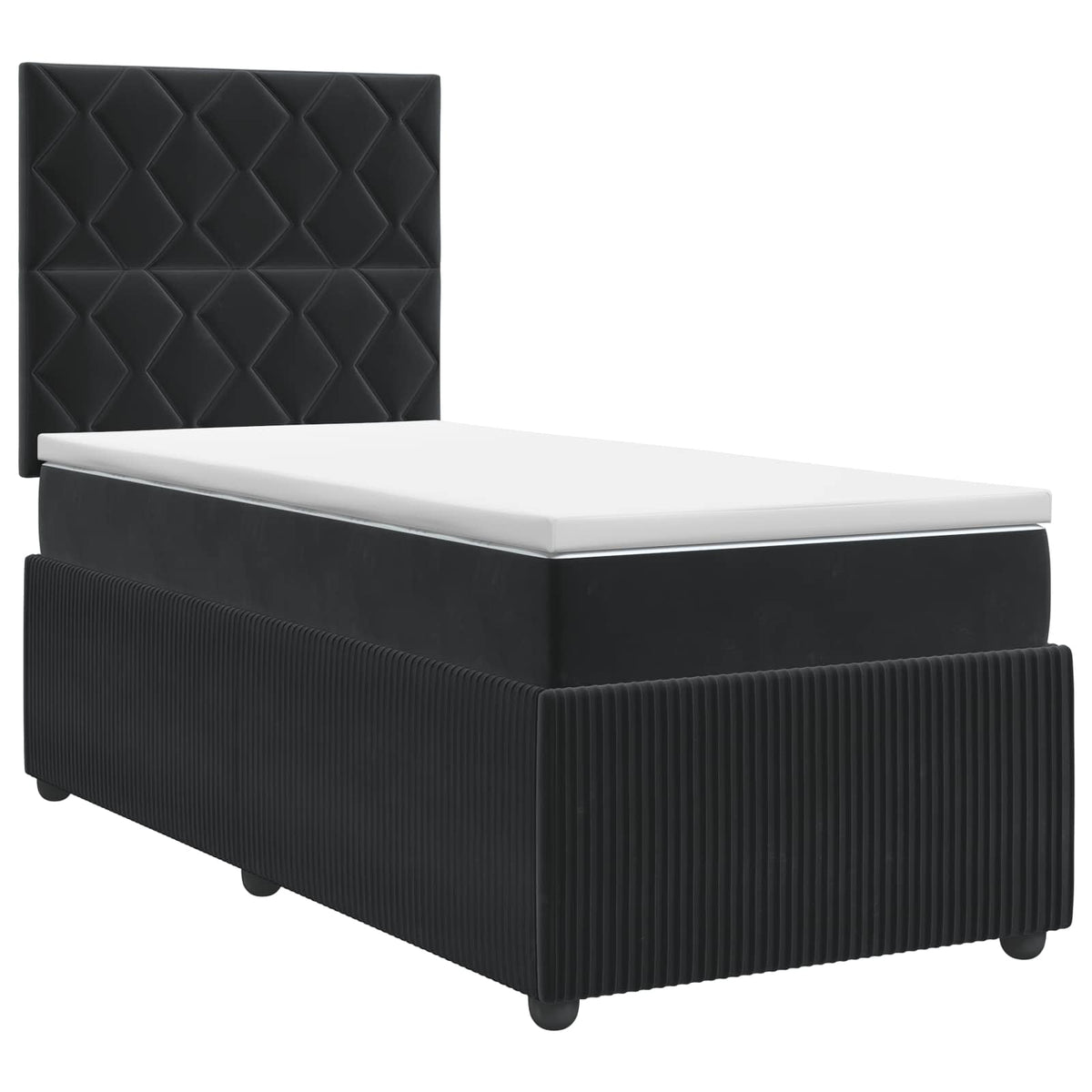 Boxspring ágy matraccal fejtámlával Fekete 90 x 200 cm Bársony