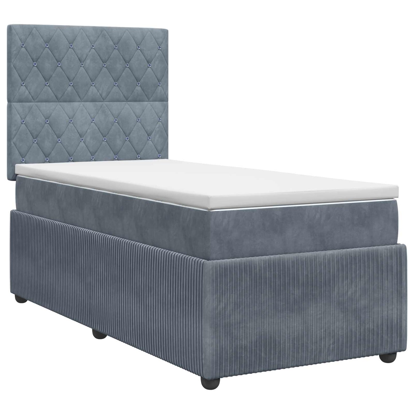 Boxspring ágy matraccal Sötétszürke 100 x 200 cm Bársony