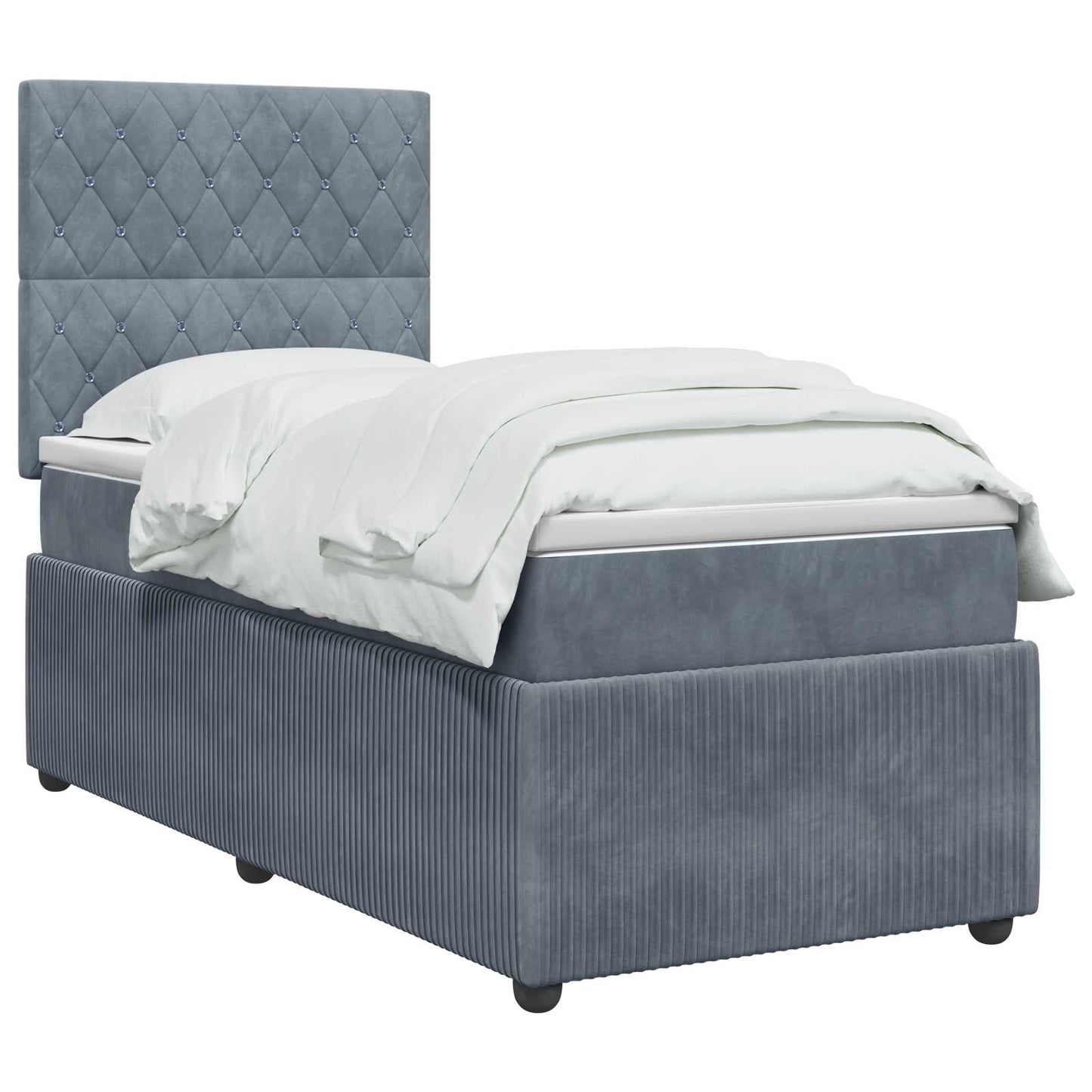 Boxspring ágy matraccal Sötétszürke 100 x 200 cm Bársony