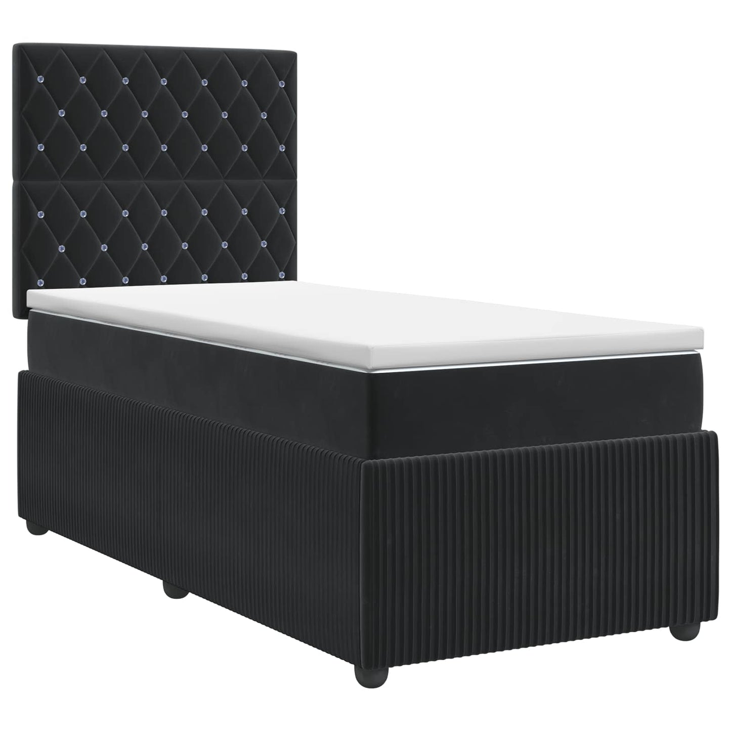 Boxspring ágy matraccal fejtámlával Fekete 100 x 200 cm Bársony