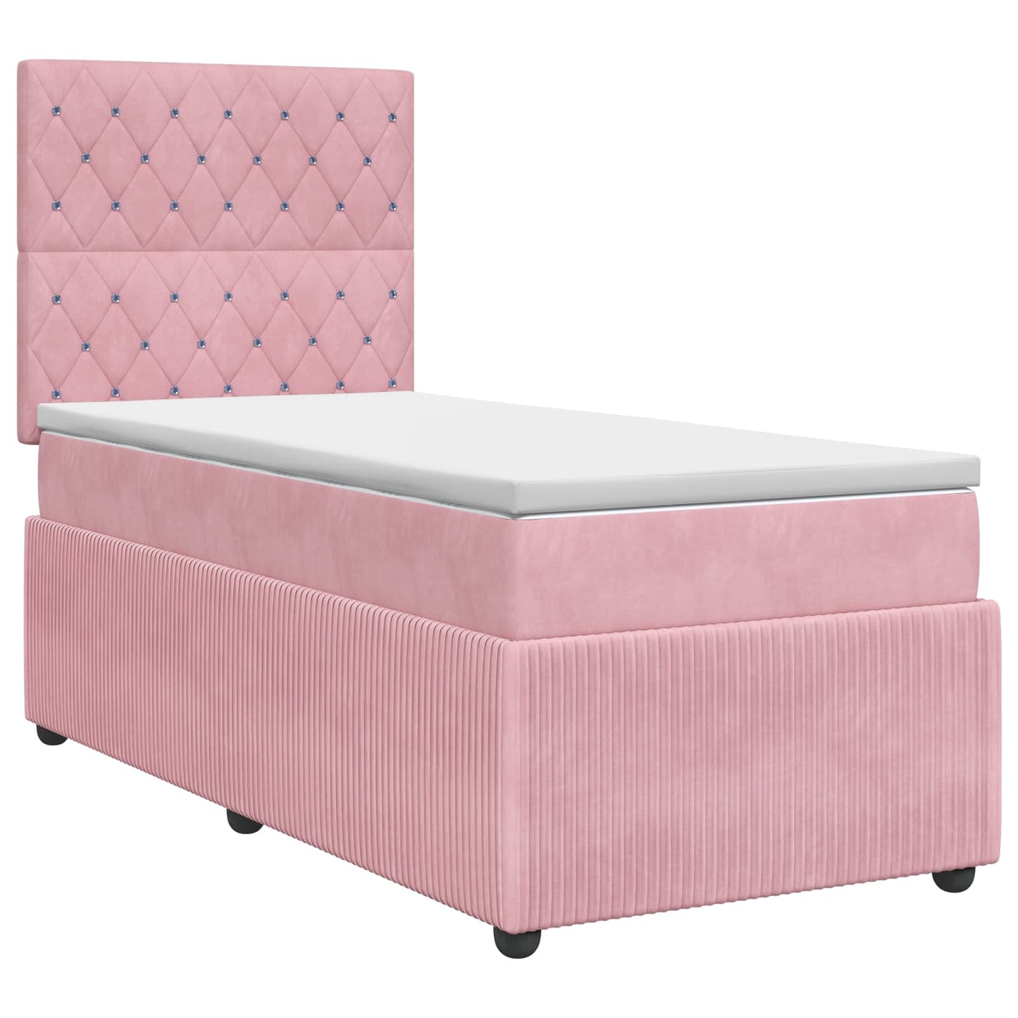 Boxspring ágy matraccal Rózsaszín 100 x 200 cm Bársony