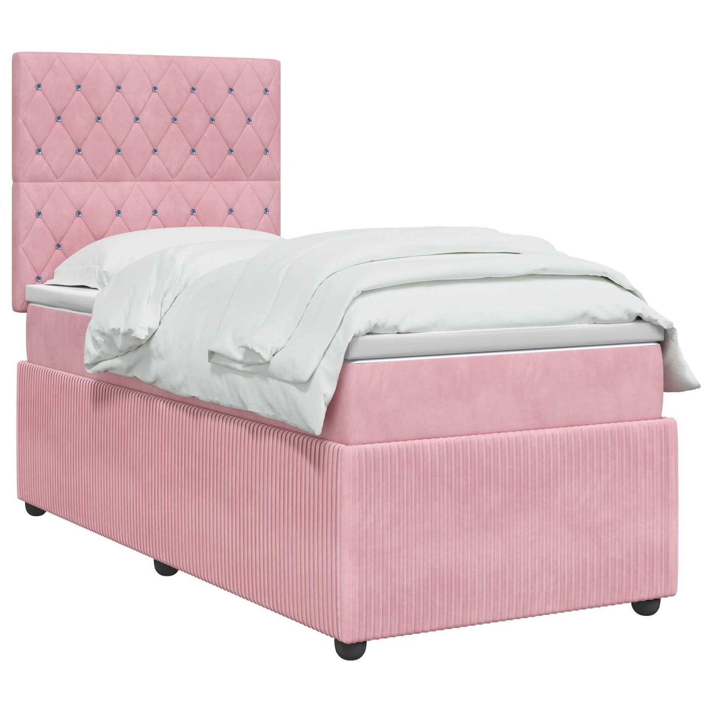 Boxspring ágy matraccal Rózsaszín 100 x 200 cm Bársony