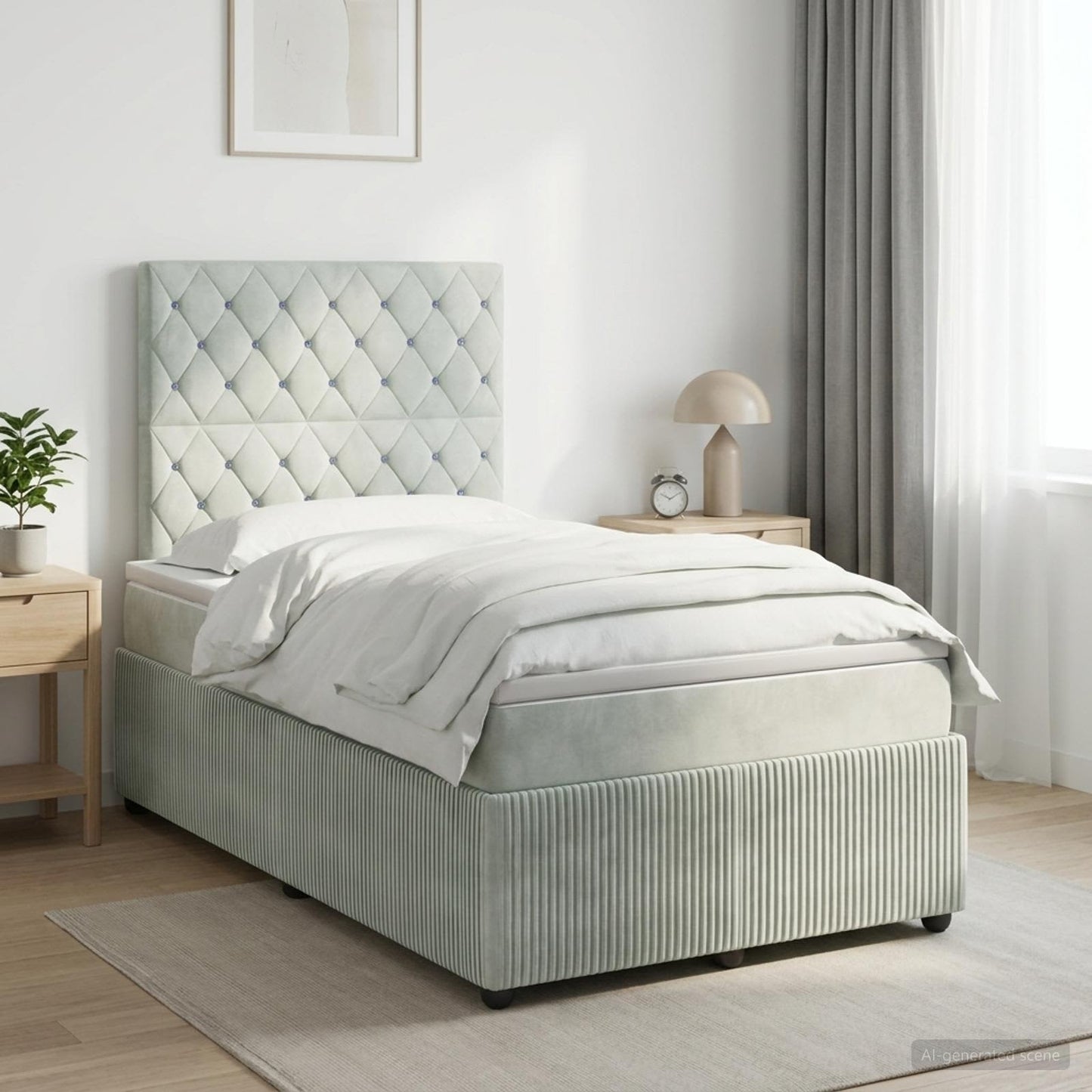Boxspring ágy matraccal Világosszürke 120 x 190 cm Bársony