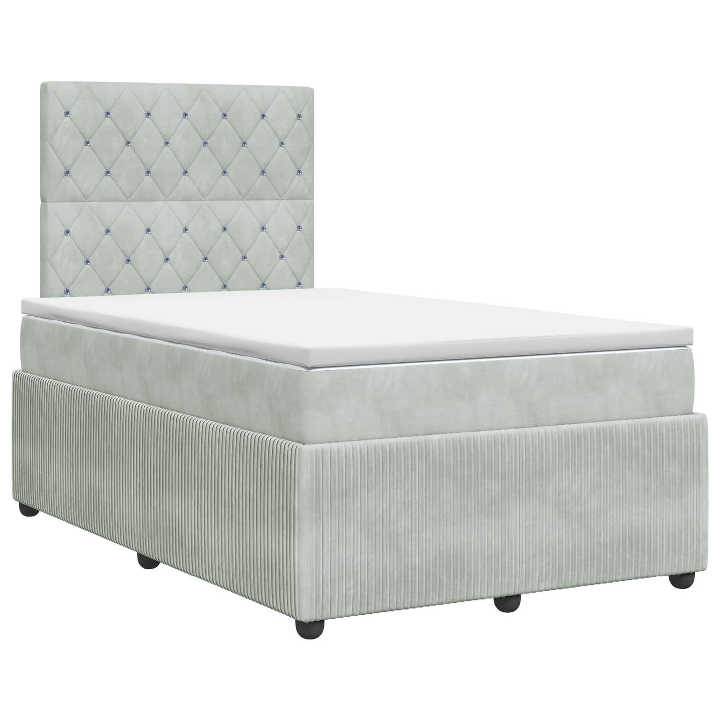 Boxspring ágy matraccal Világosszürke 120 x 190 cm Bársony