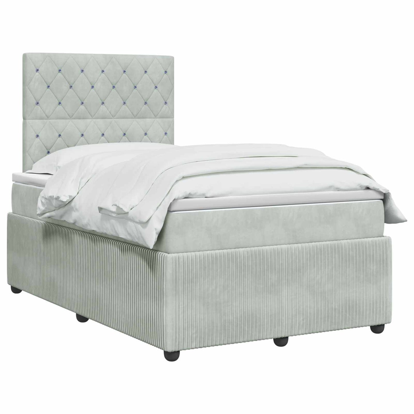 Boxspring ágy matraccal Világosszürke 120 x 190 cm Bársony