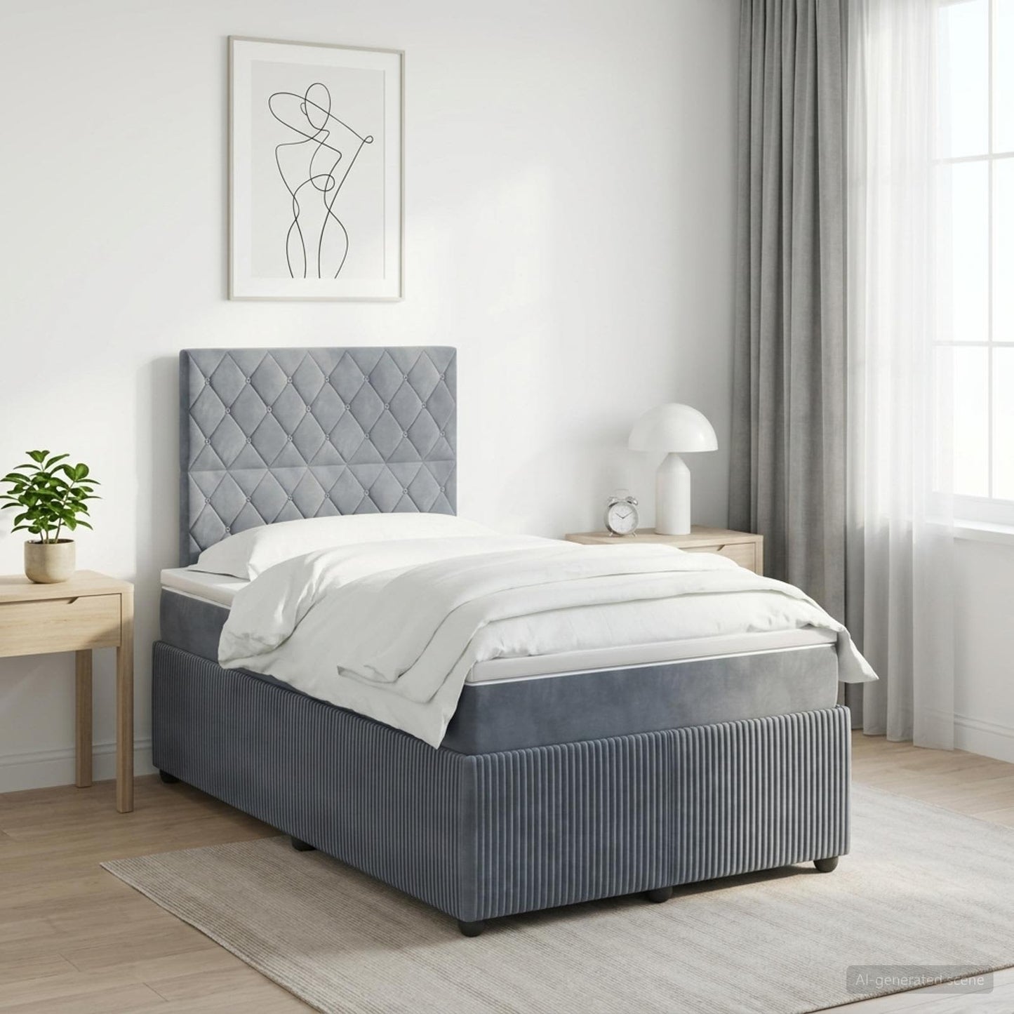 Boxspring ágy matraccal Sötétszürke 120 x 200 cm Bársony
