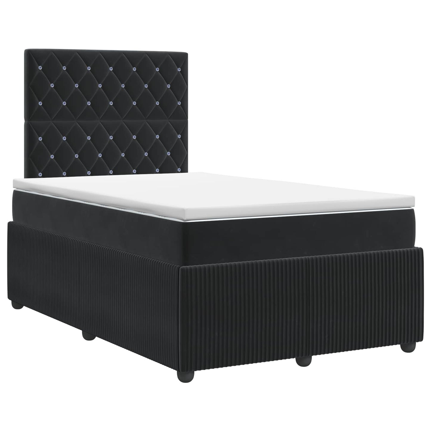 Boxspring ágy matraccal fejtámlával Fekete 120 x 190 cm Bársony