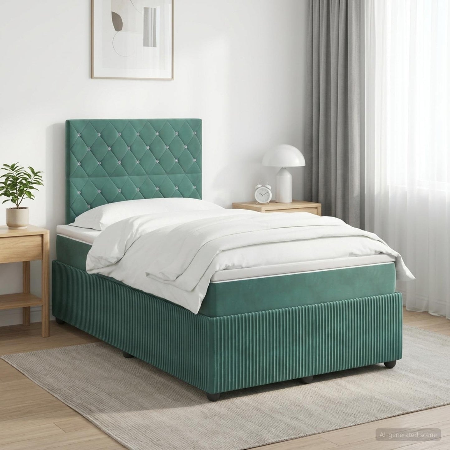 Boxspring ágy matraccal Sötétzöld 120 x 190 cm Bársony