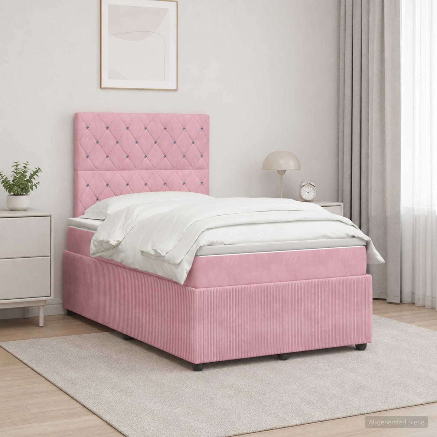 Boxspring ágy matraccal Rózsaszín 120 x 190 cm Bársony