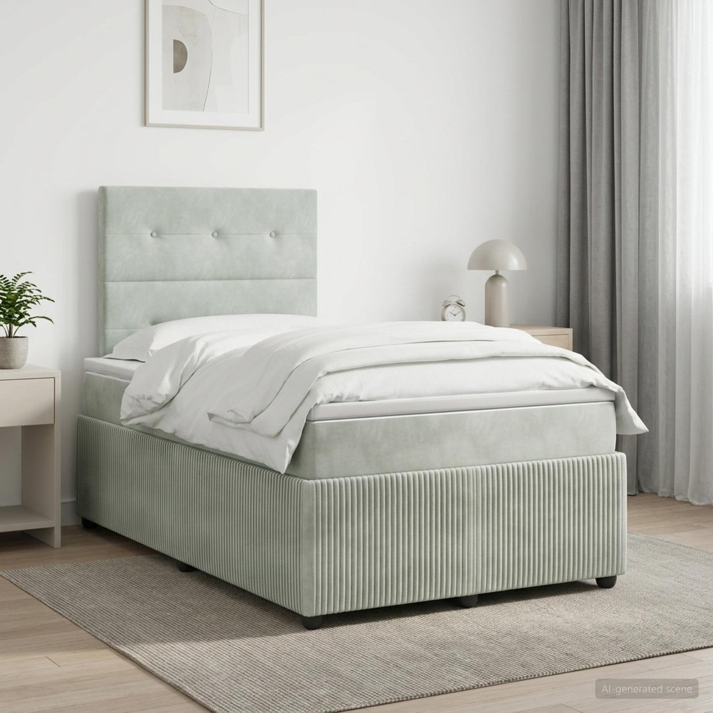 Boxspring ágy matraccal Világosszürke 120 x 190 cm Bársony