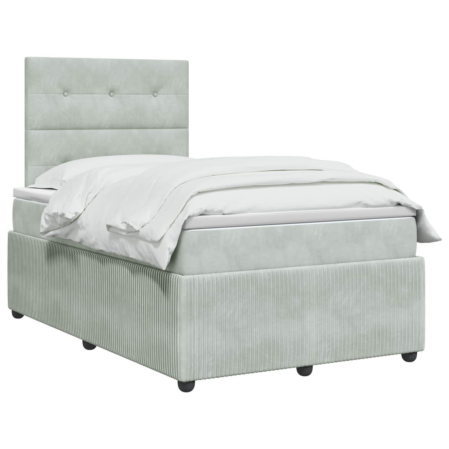 Boxspring ágy matraccal Világosszürke 120 x 190 cm Bársony