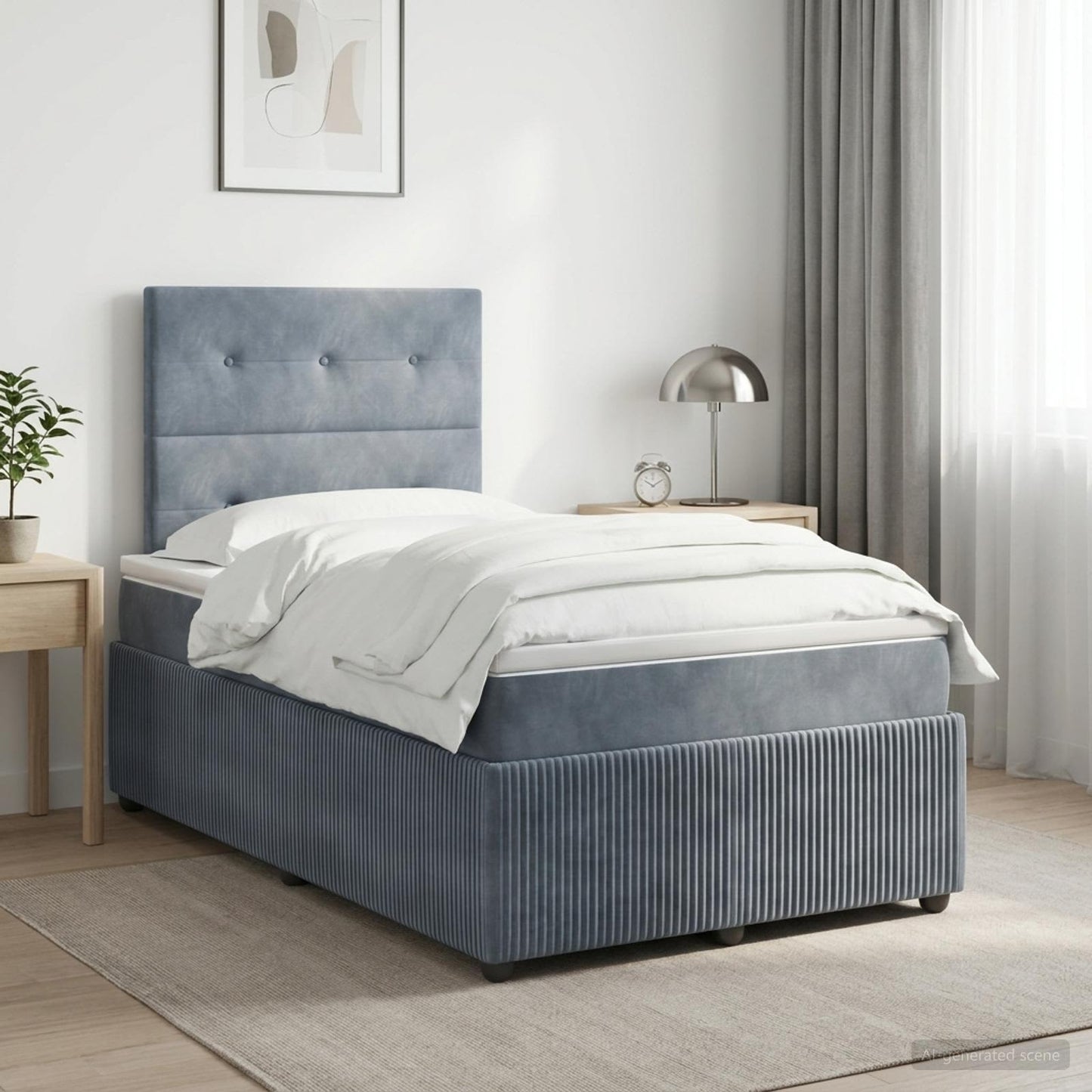 Boxspring ágy matraccal Sötétszürke 120 x 190 cm Bársony