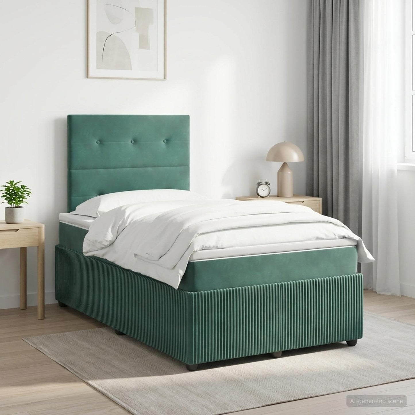 Boxspring ágy matraccal Sötétzöld 120 x 200 cm Bársony
