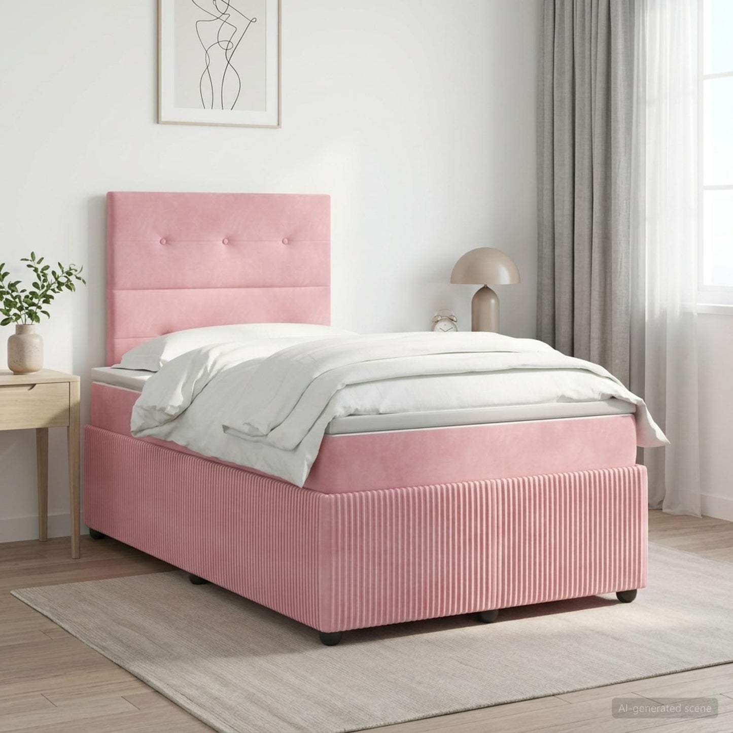Boxspring ágy matraccal Rózsaszín 120 x 190 cm Bársony