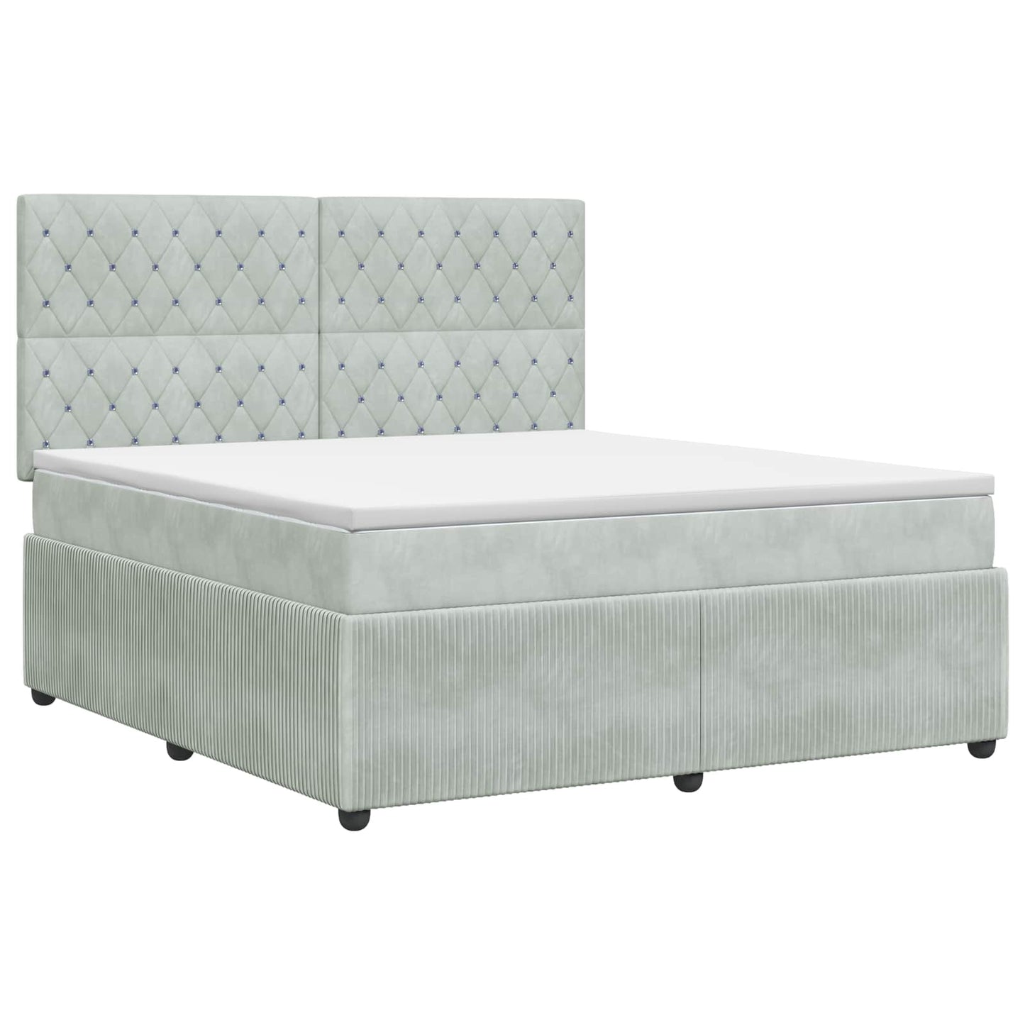 Boxspring ágy matraccal Világosszürke 140 x 200 cm Bársony