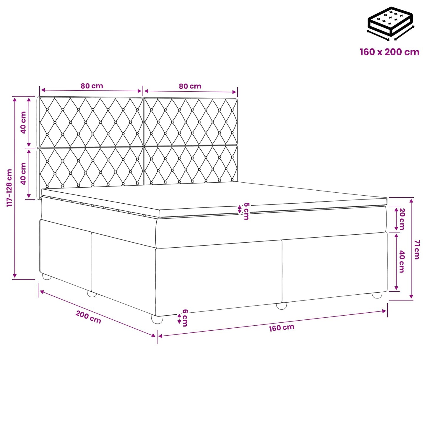 Boxspring ágy matraccal Rózsaszín 160 x 200 cm Bársony