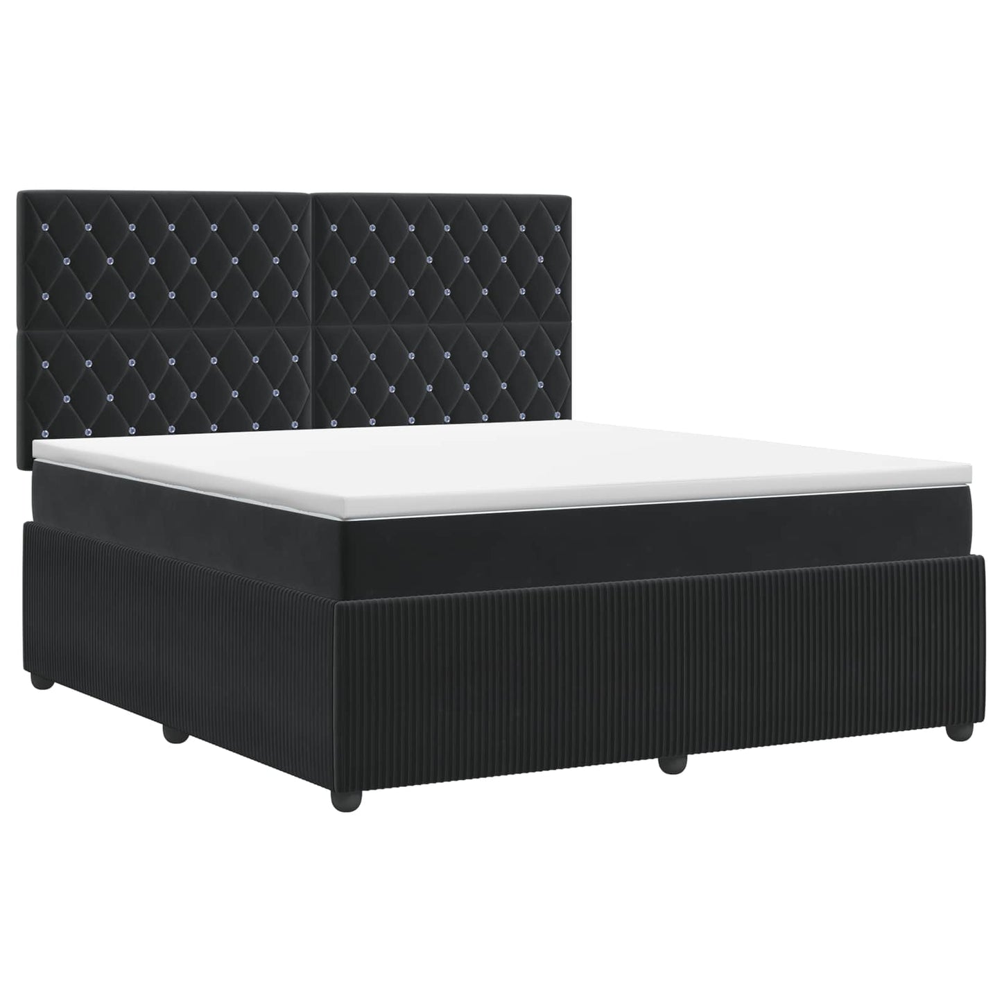 Boxspring ágy matraccal fejtámlával Fekete 180 x 200 cm Bársony