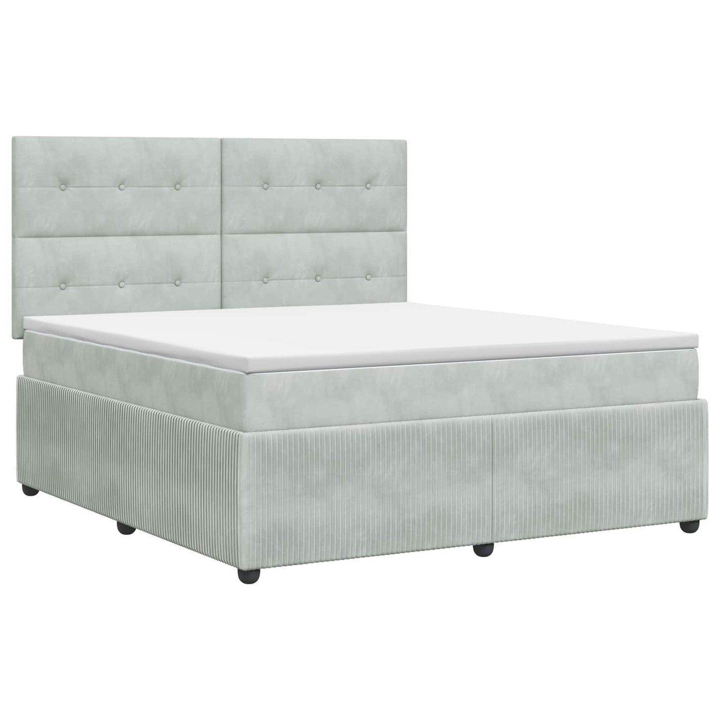Boxspring ágy matraccal Világosszürke 180 x 200 cm Bársony