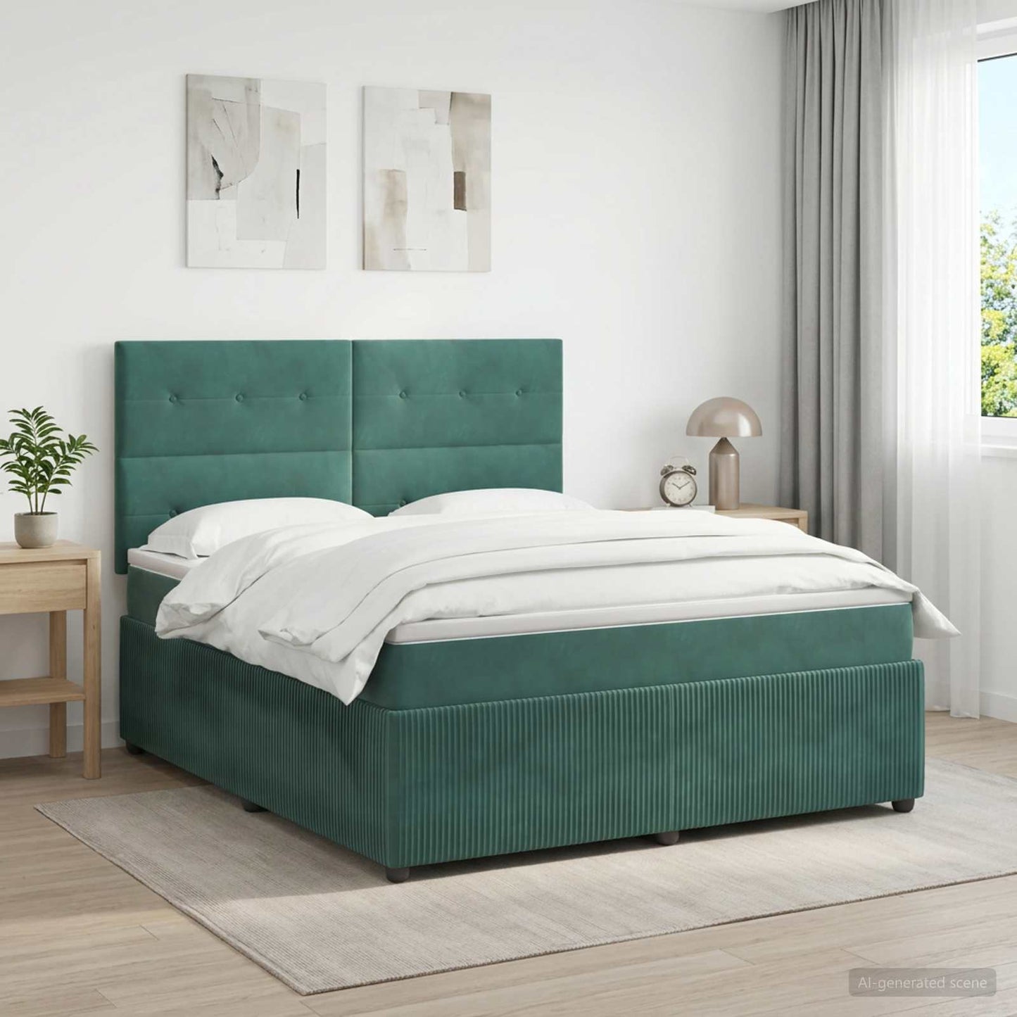 Boxspring ágy matraccal Sötétzöld 160 x 200 cm Bársony