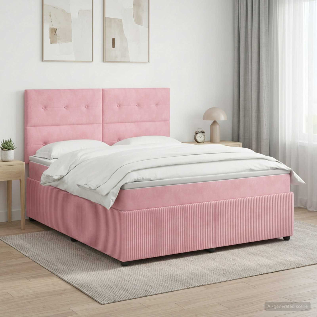 Boxspring ágy matraccal Rózsaszín 180 x 200 cm Bársony
