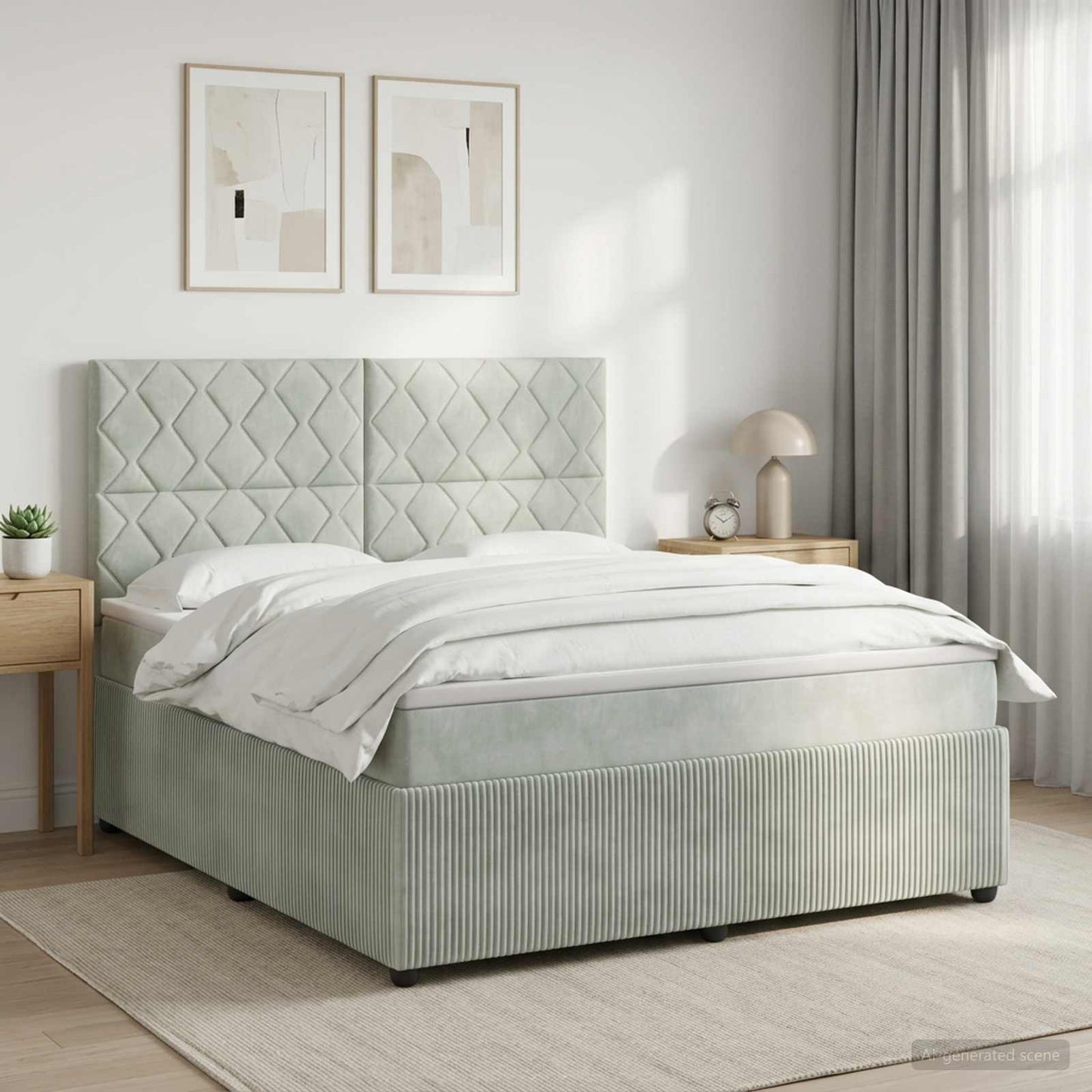 Boxspring ágy matraccal Világosszürke 180 x 200 cm Bársony