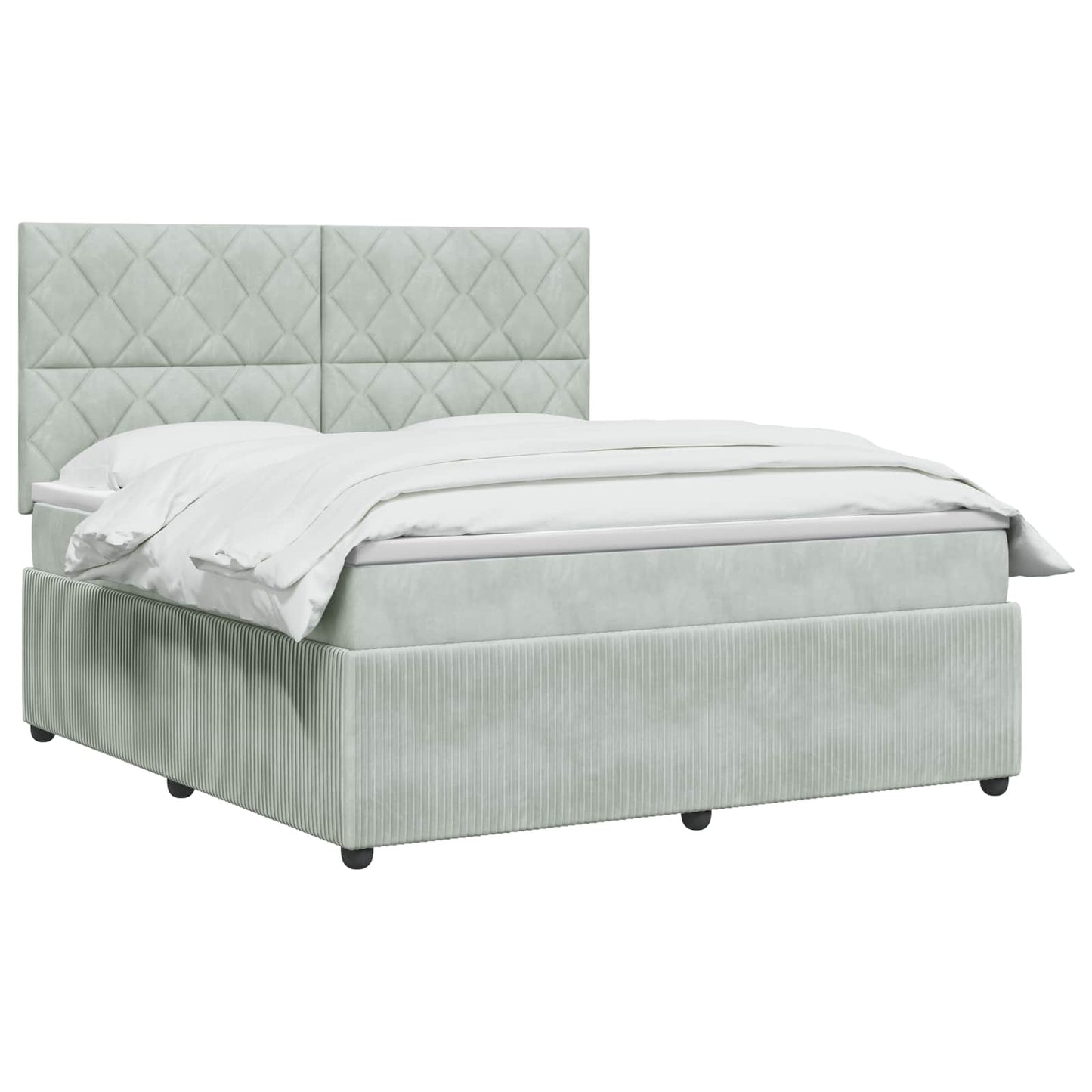 Boxspring ágy matraccal Világosszürke 180 x 200 cm Bársony