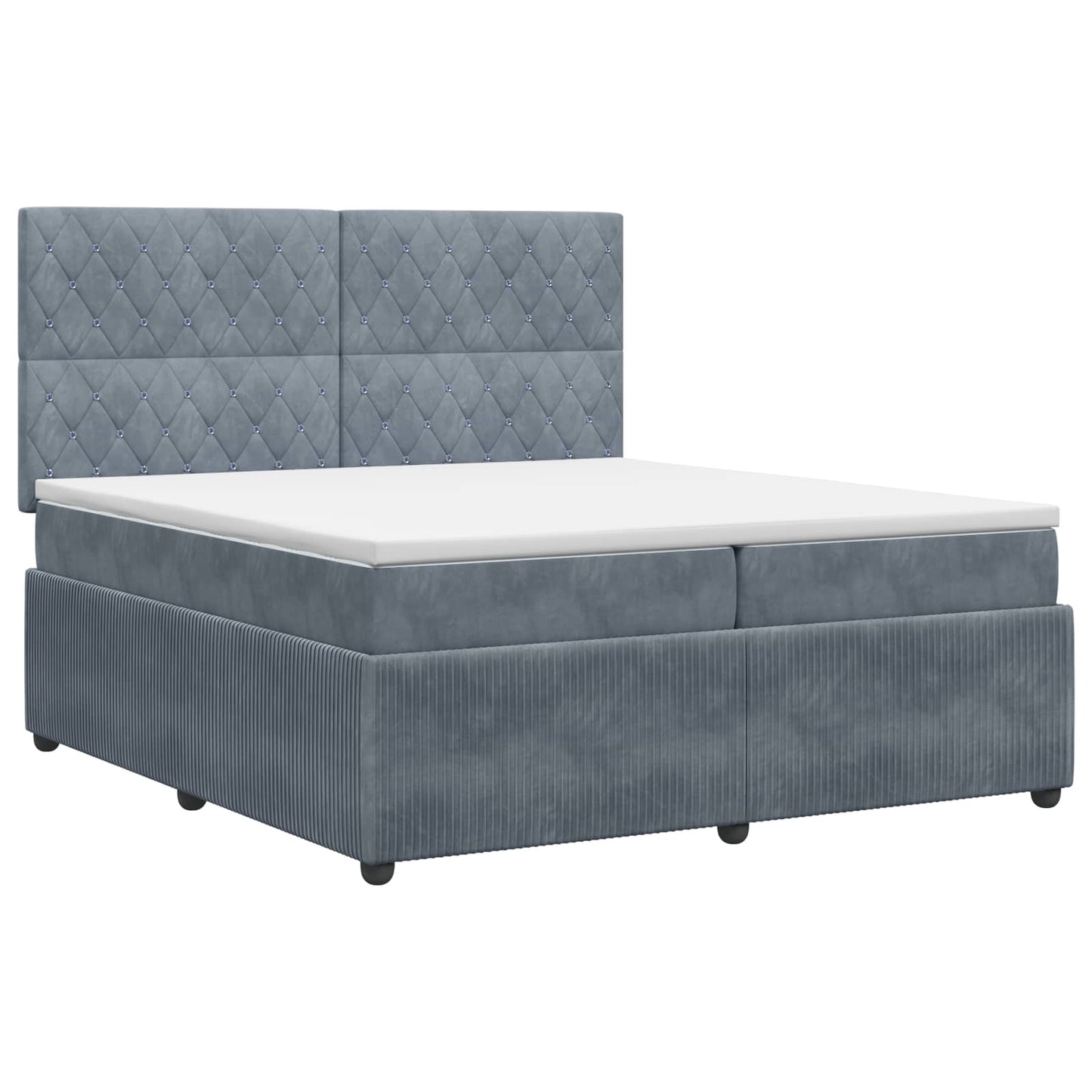 Boxspring ágy matraccal Sötétszürke 200 x 200 cm Bársony
