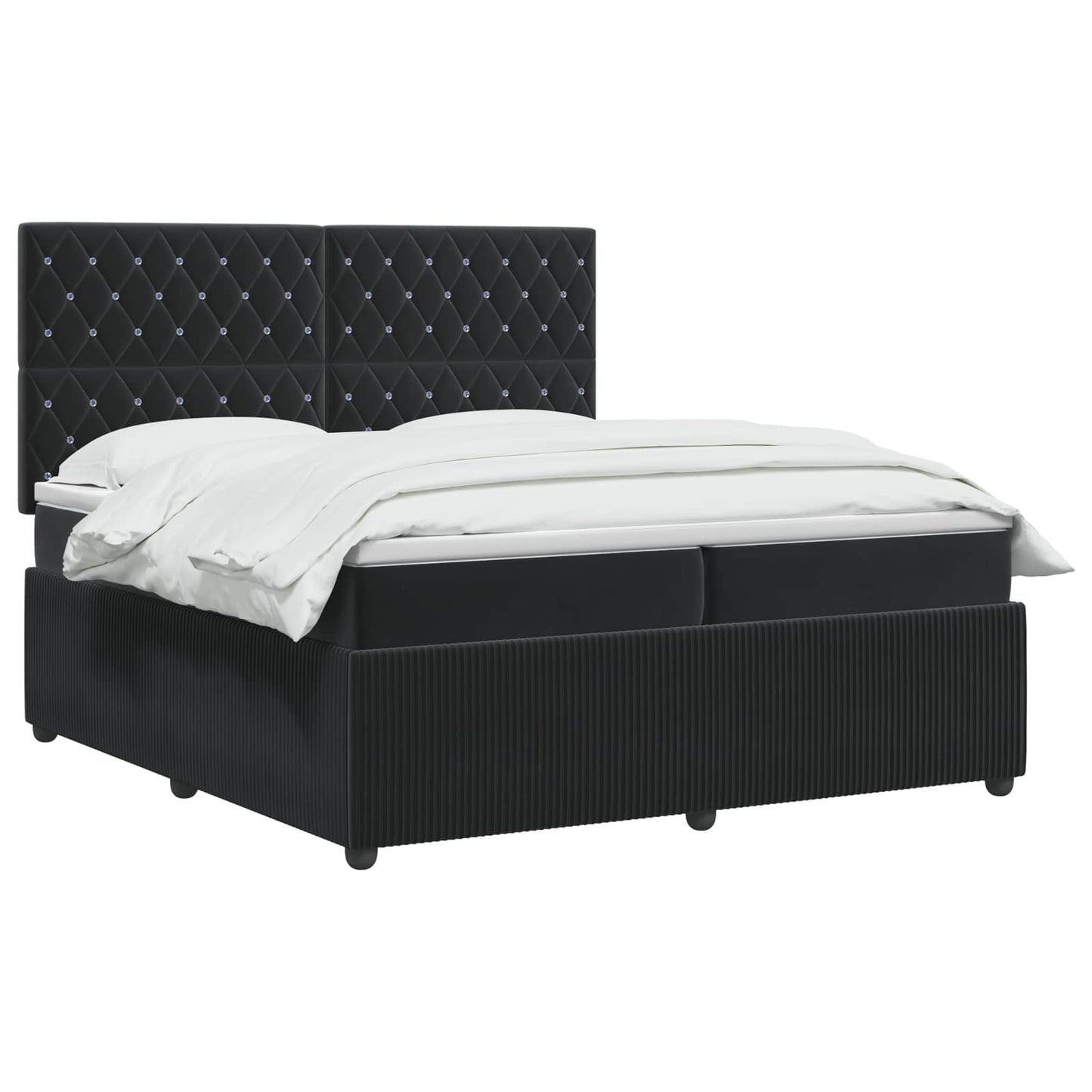 Boxspring ágy matraccal fejtámlával Fekete 200 x 200 cm Bársony