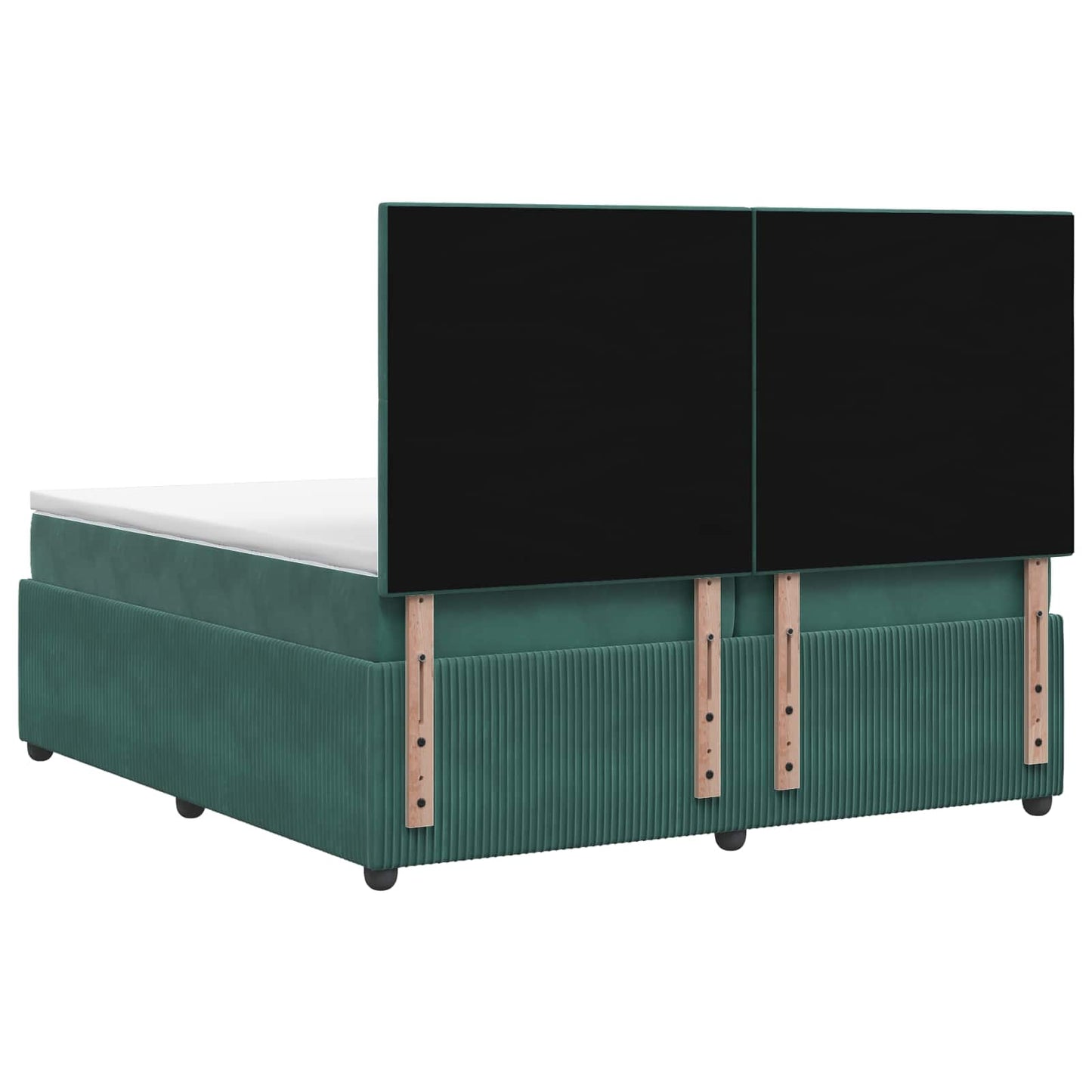 Boxspring ágy matraccal Sötétzöld 200 x 200 cm Bársony