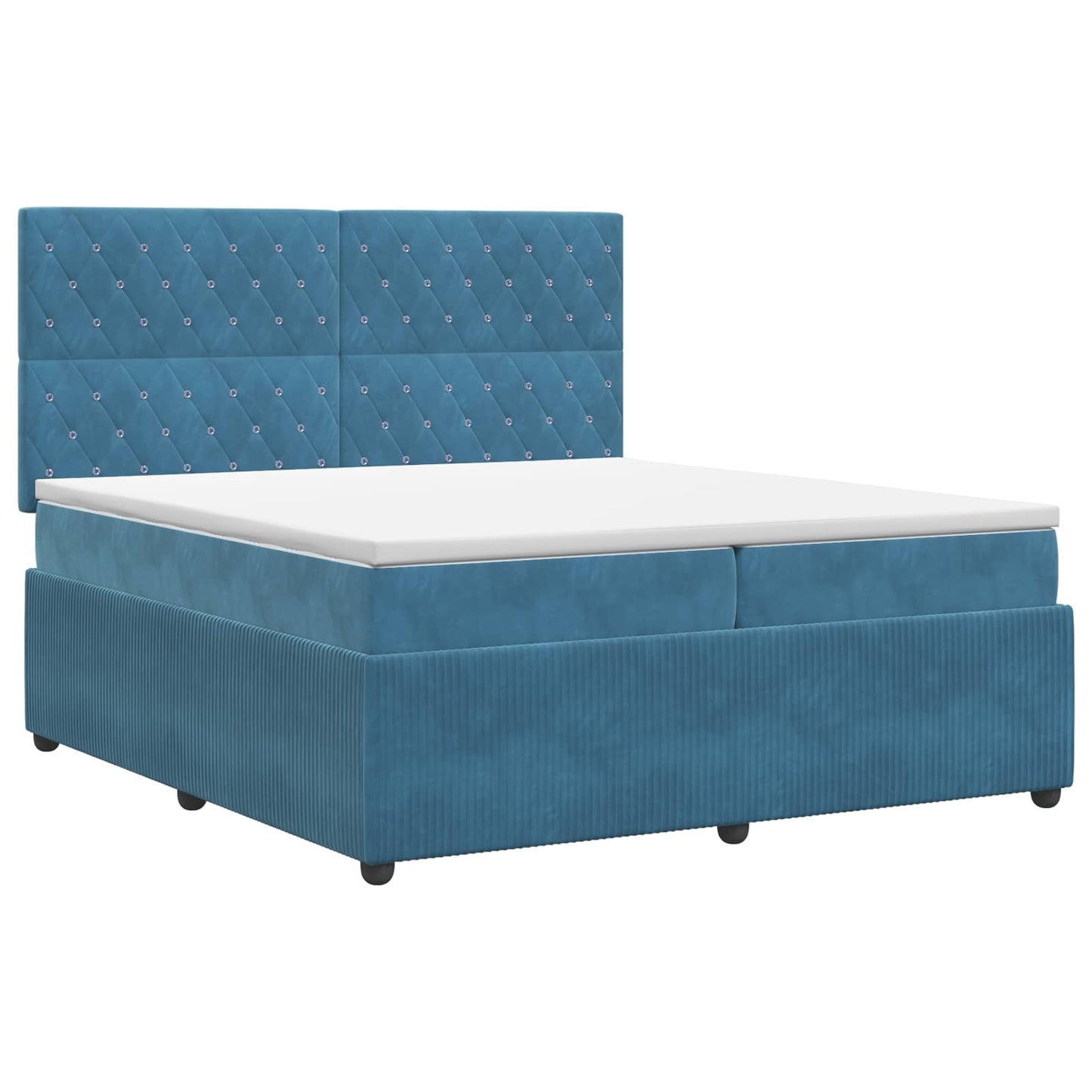 Boxspring ágy matraccal fejtámlával Kék 200 x 200 cm Bársony