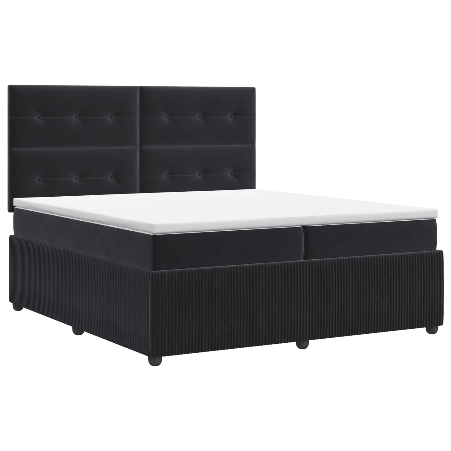 Boxspring ágy matraccal fejtámlával Fekete 200 x 200 cm Bársony